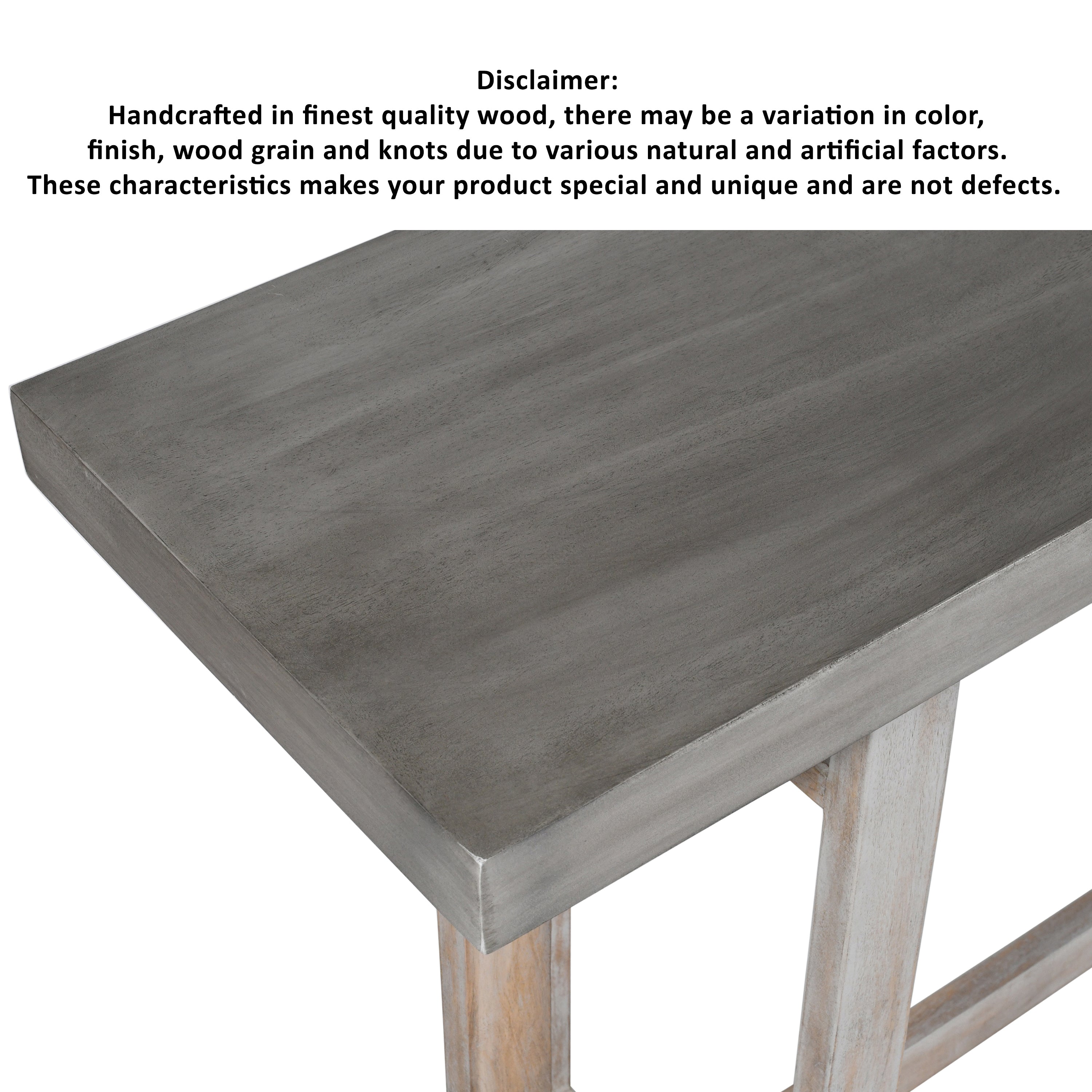 59 Inch Artisan Sideboard Console Table with Geometric Interlocked Base, Distressed Matte Gray