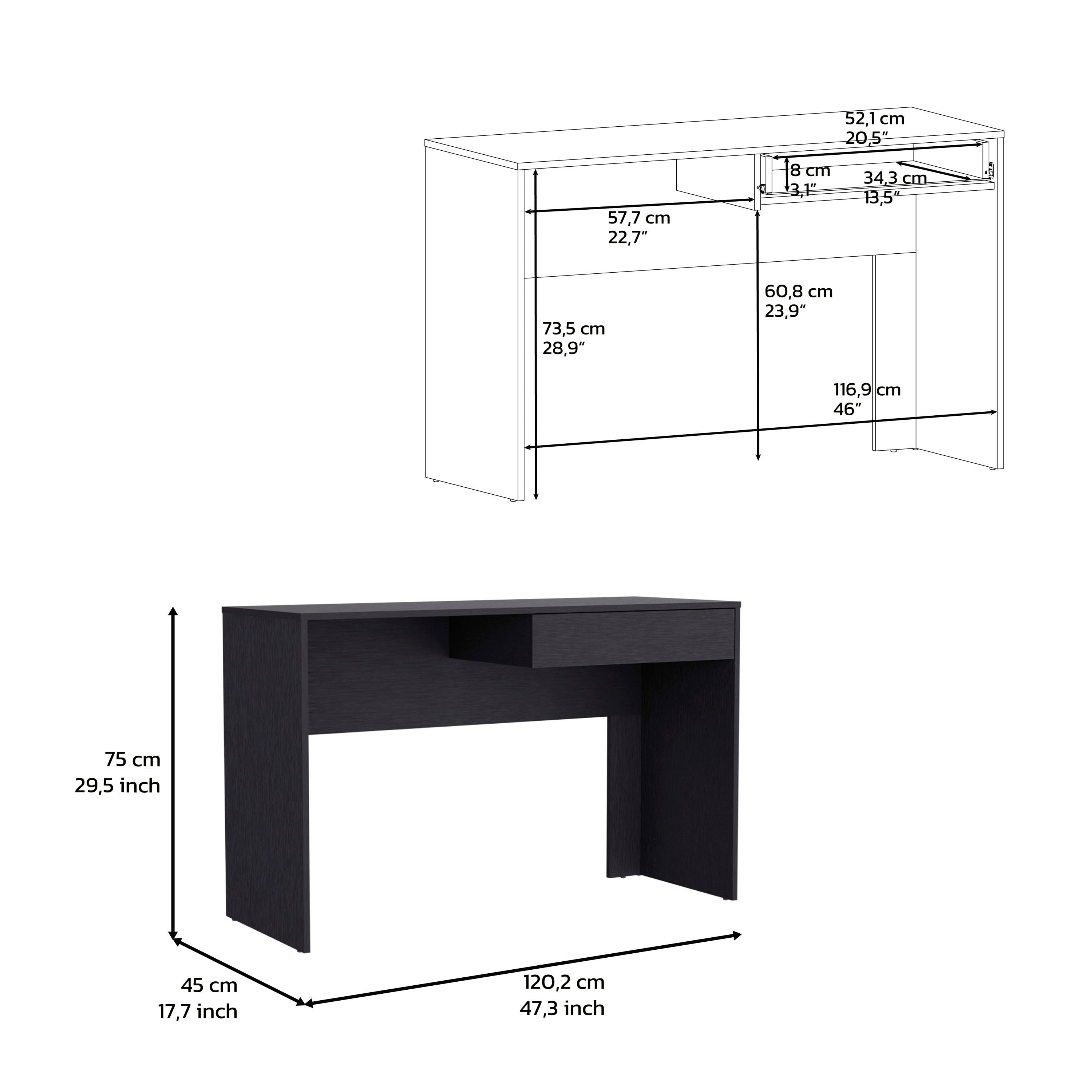 Computer Desk Harrisburg, One Drawer, Black Wengue Finish