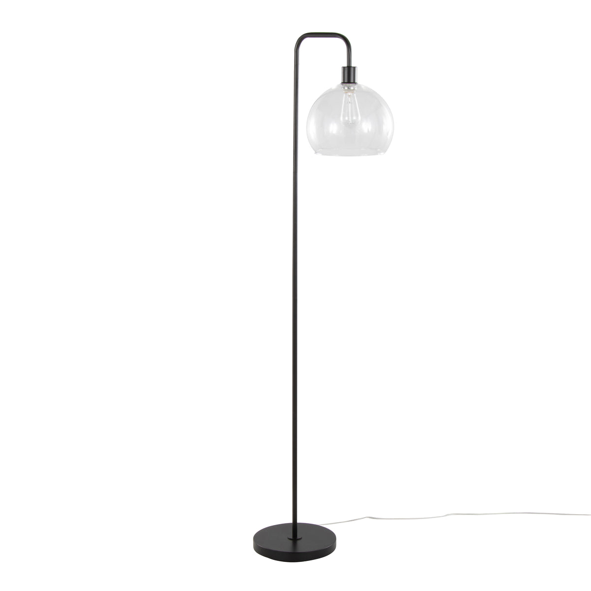 61" Contemporary Metal Floor Lamp in Oil Bronze with Clear Seeded Glass Shade