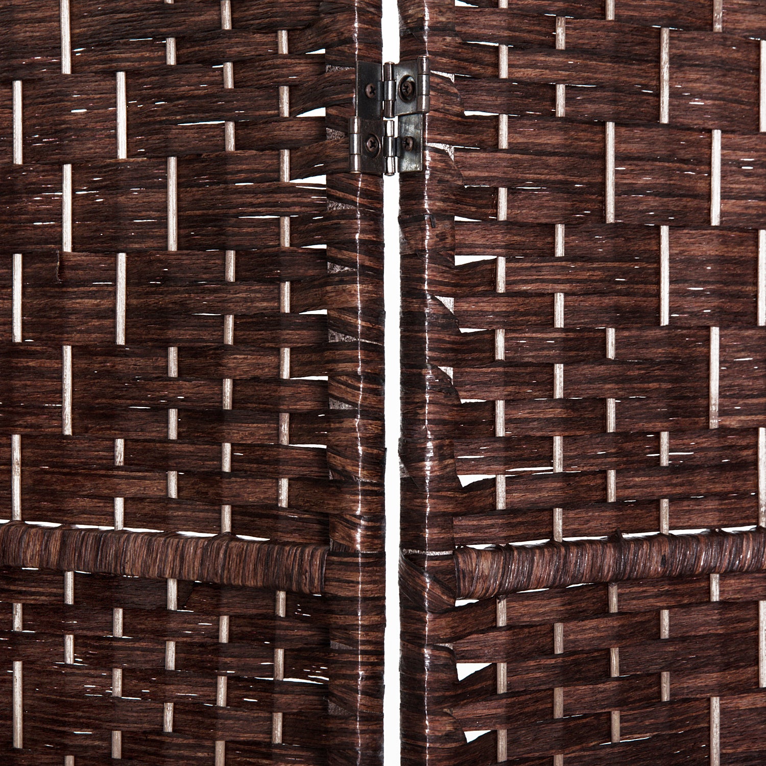 6' Tall Wicker Weave 6 Panel Room Divider Privacy Screen - Brown