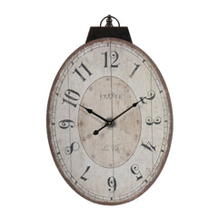18"x29" Antique White Oval Wall Clock, Traditional Vintage Home Decor Clock