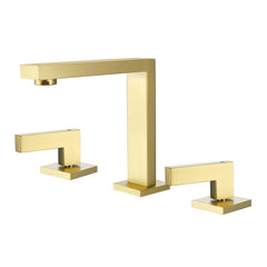 Square Three Hole Double Handle Bathroom Basin Faucet