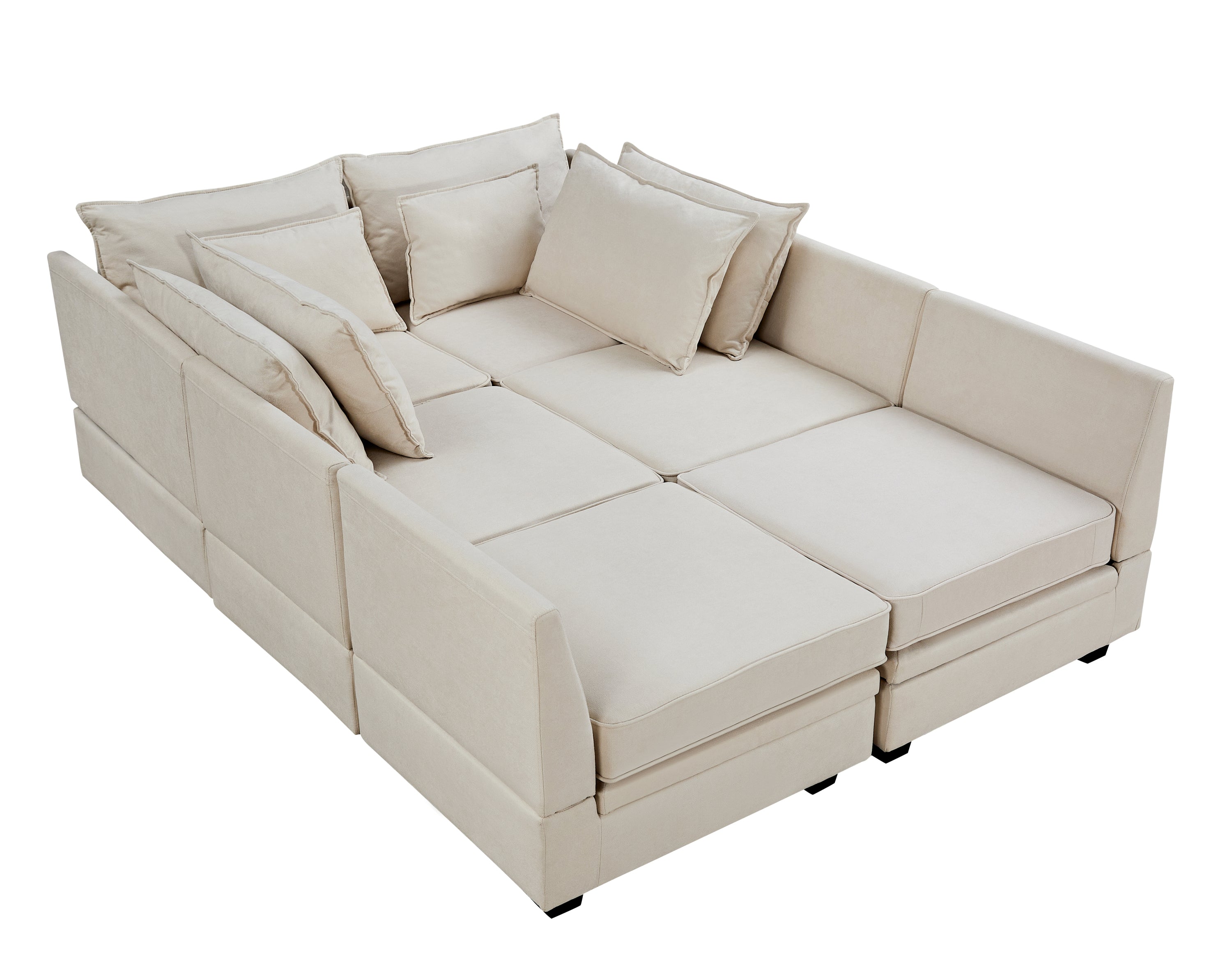 Modern Large U-Shape Modular Sectional Sofa, Convertible Sofa Bed with Reversible Chaise