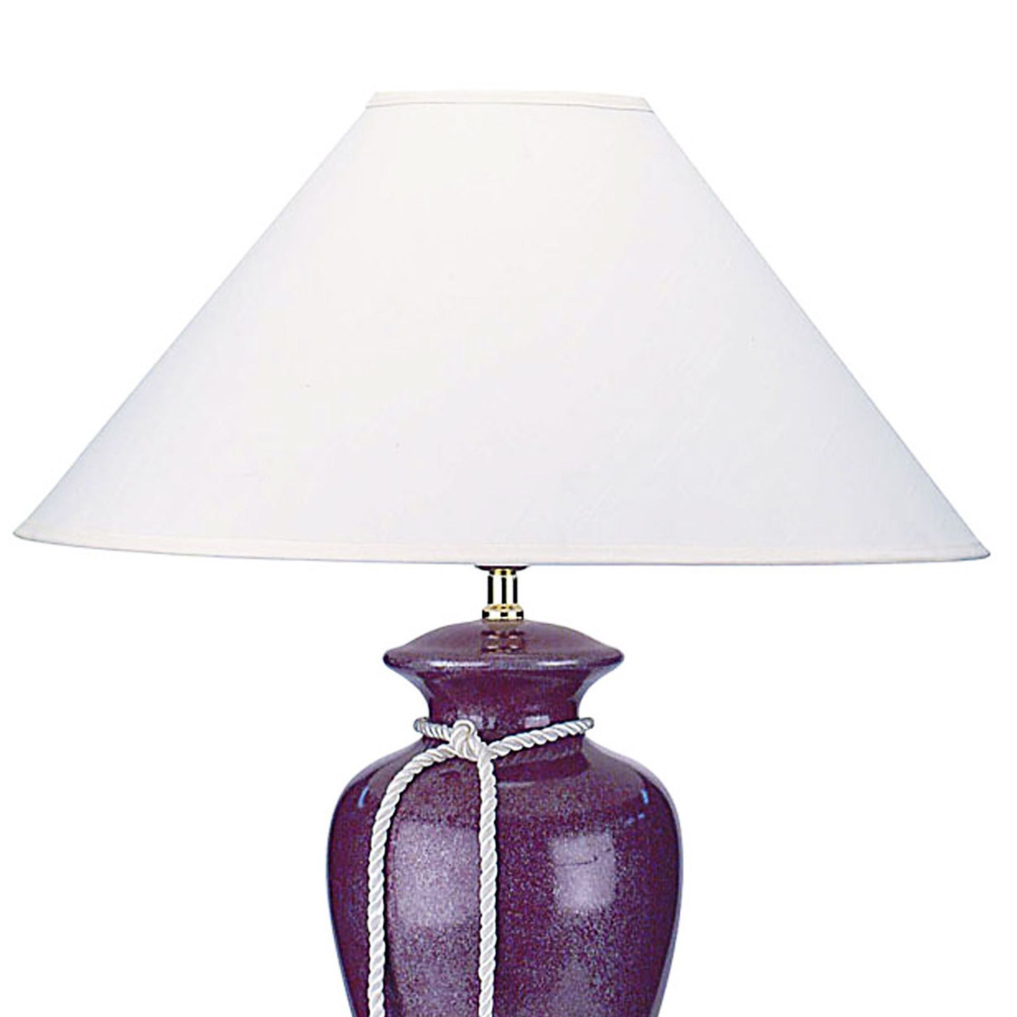 35" Tall Ceramic Table Lamp, Curved design with Burgundy Purple finish, Linen Shade