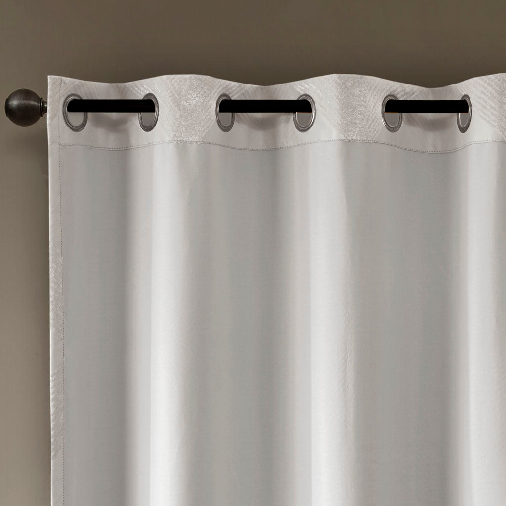 Ogee Knitted Jacquard Total Blackout Curtain Panel - Ivory