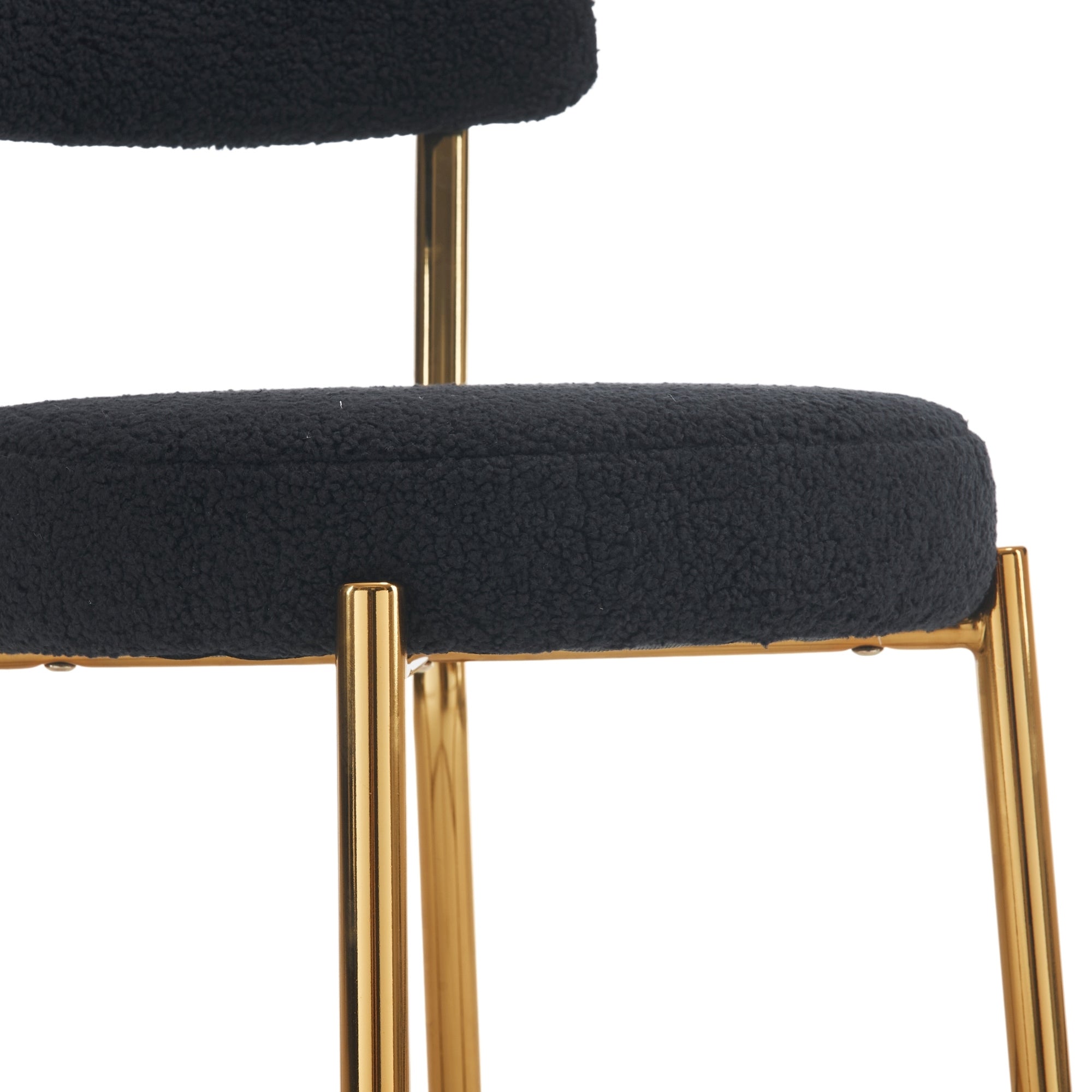 Set of 4 Modern Teddy Fabric Upholstered Bar Stools, Metal base high stool - Black