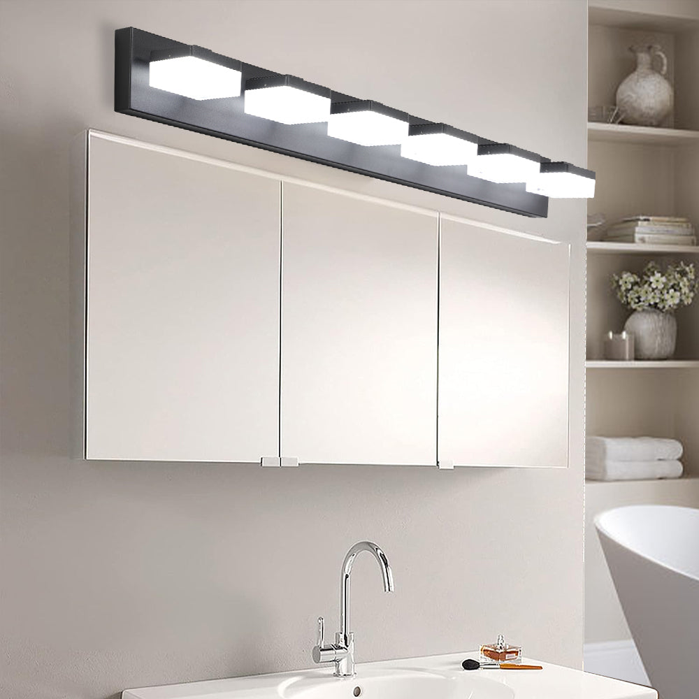 Modern 6-Light Black LED Vanity Mirror Light Fixture For Bathrooms And Makeup Tables
