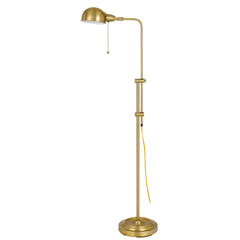 58 Inch Metal Floor Lamp, Adjustable Height, Chain Switch - Antique Brass