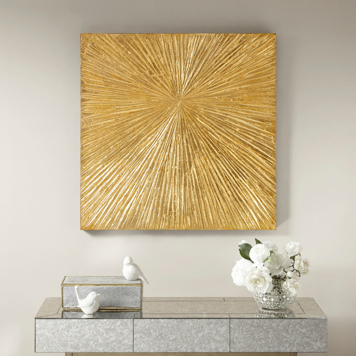 Hand Painted Dimensional Resin Wall Art - Gold