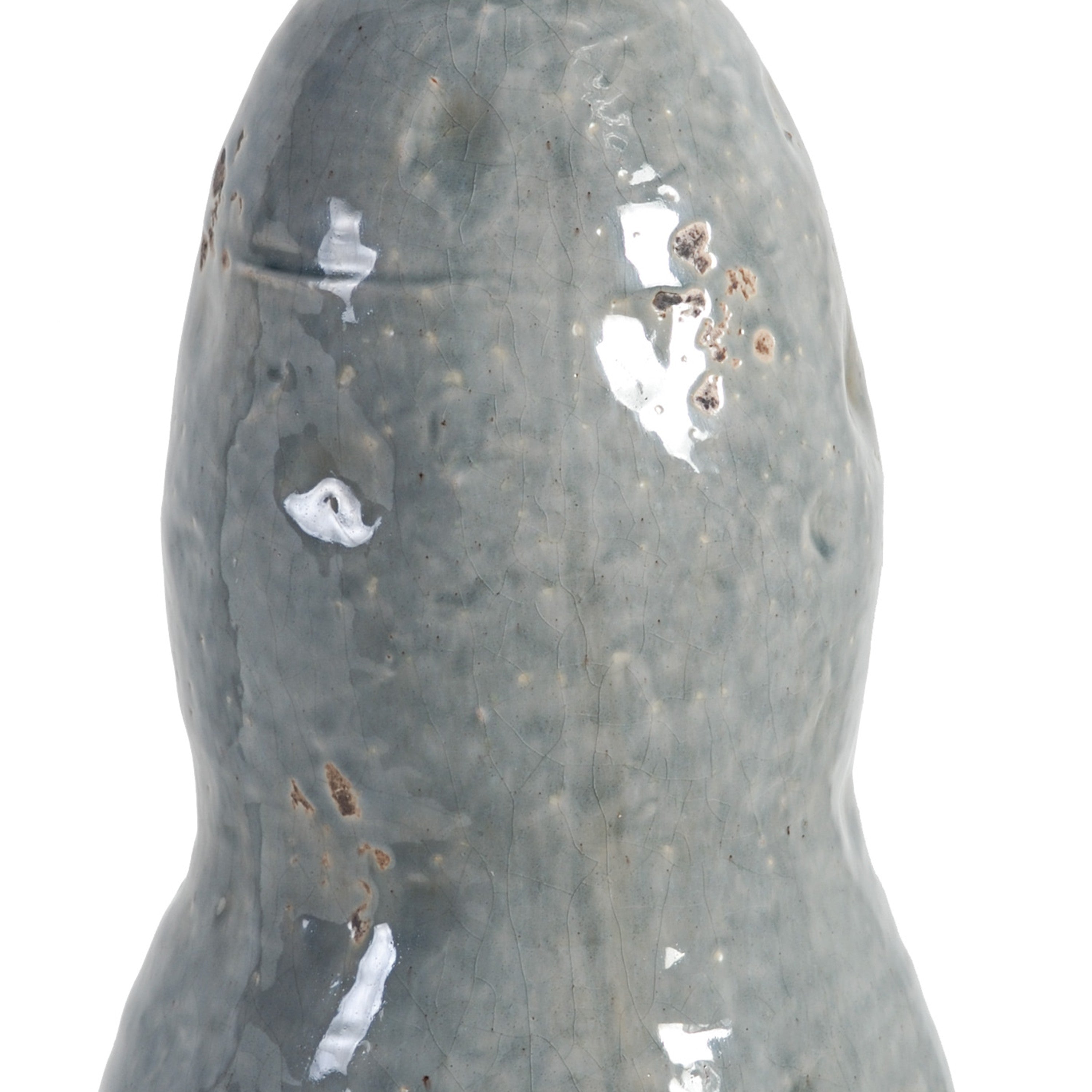 15 Inch Ceramic Vase, Curved and Flare Design, Gray