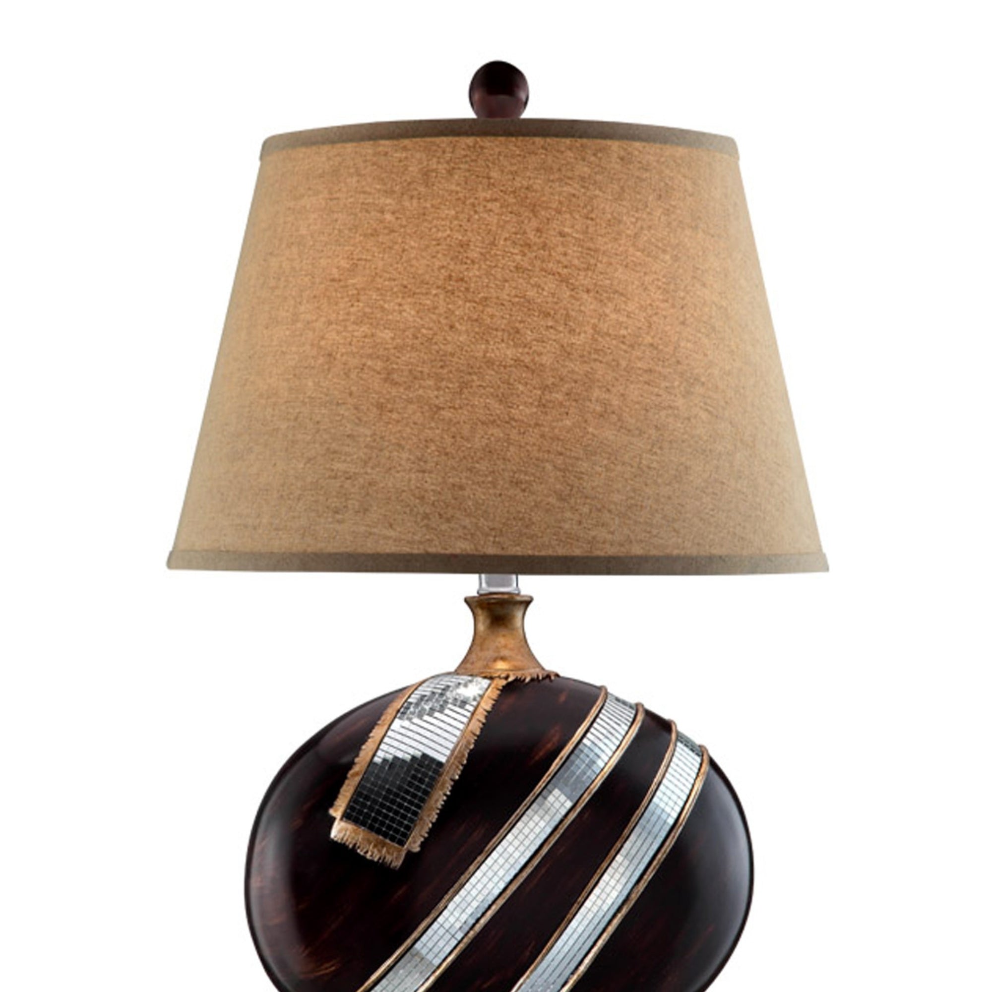 28.5" Tall Polyresin Table Lamp "Kukui" with Dark Espresso finish, Fabric Shade