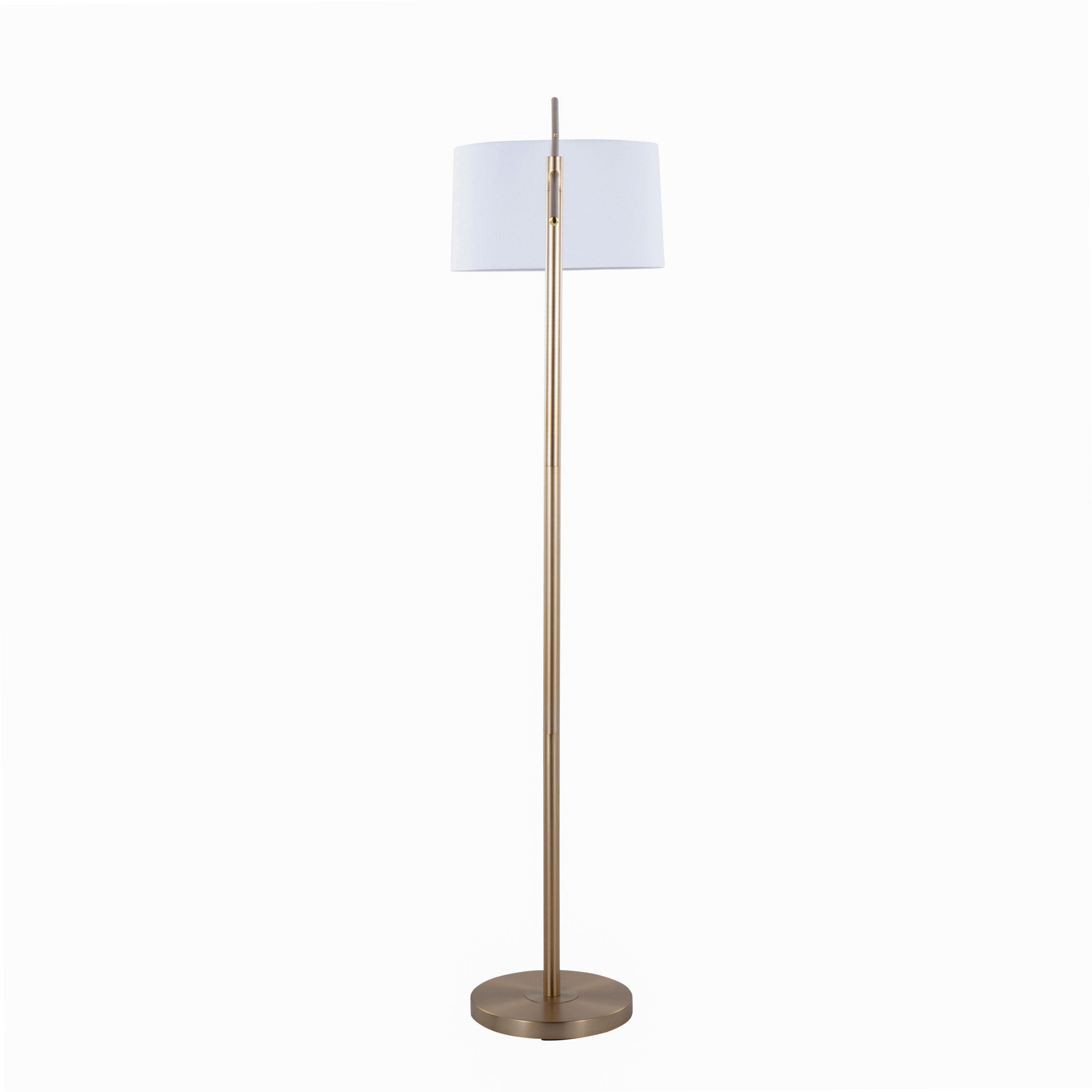 69" Contemporary Floor Lamp in Gold Metal with Off-White Linen Shade