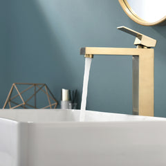 Gold Bathroom Faucet Modern Single Handle Vanity