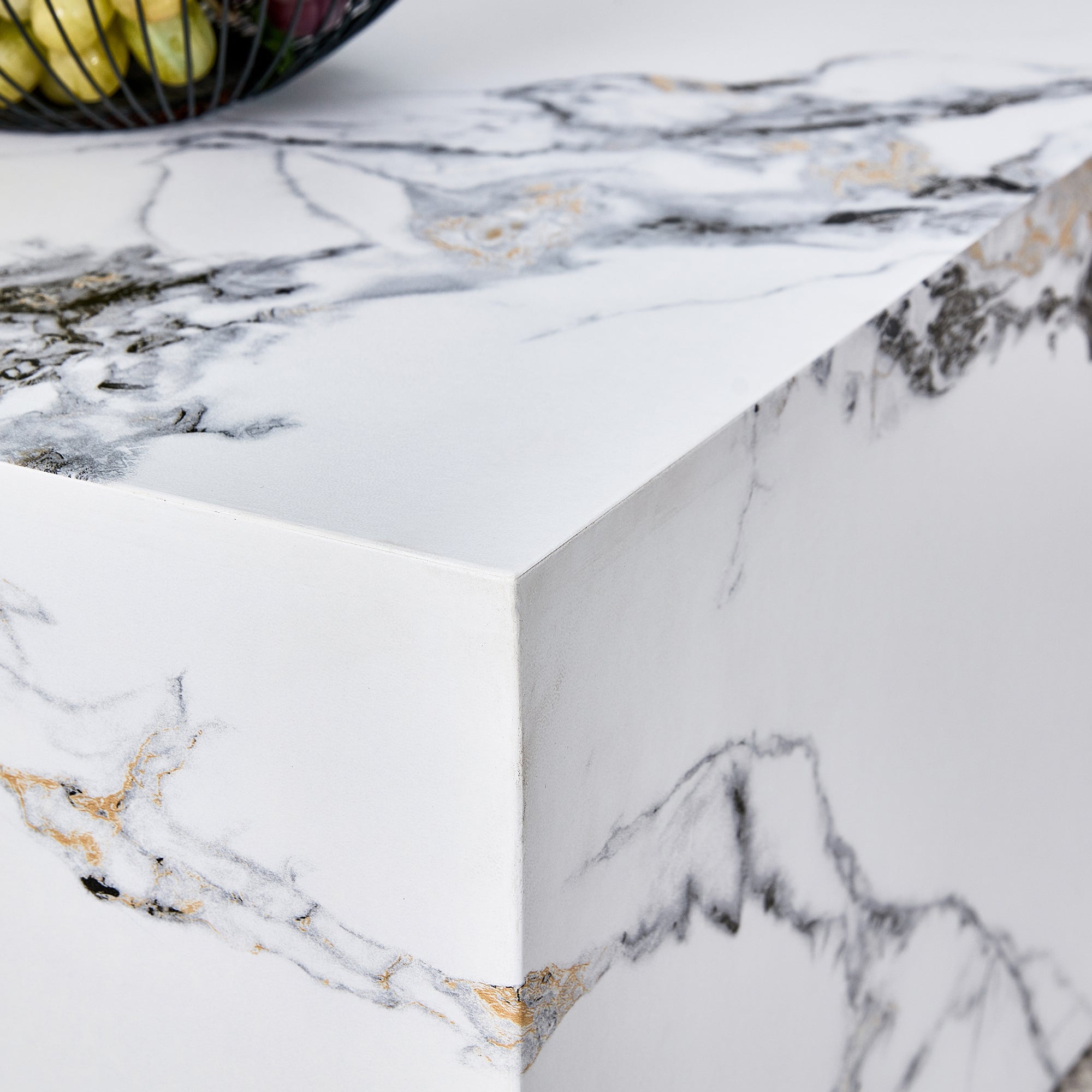 Modern Coffee Table with Marble Pattern - White