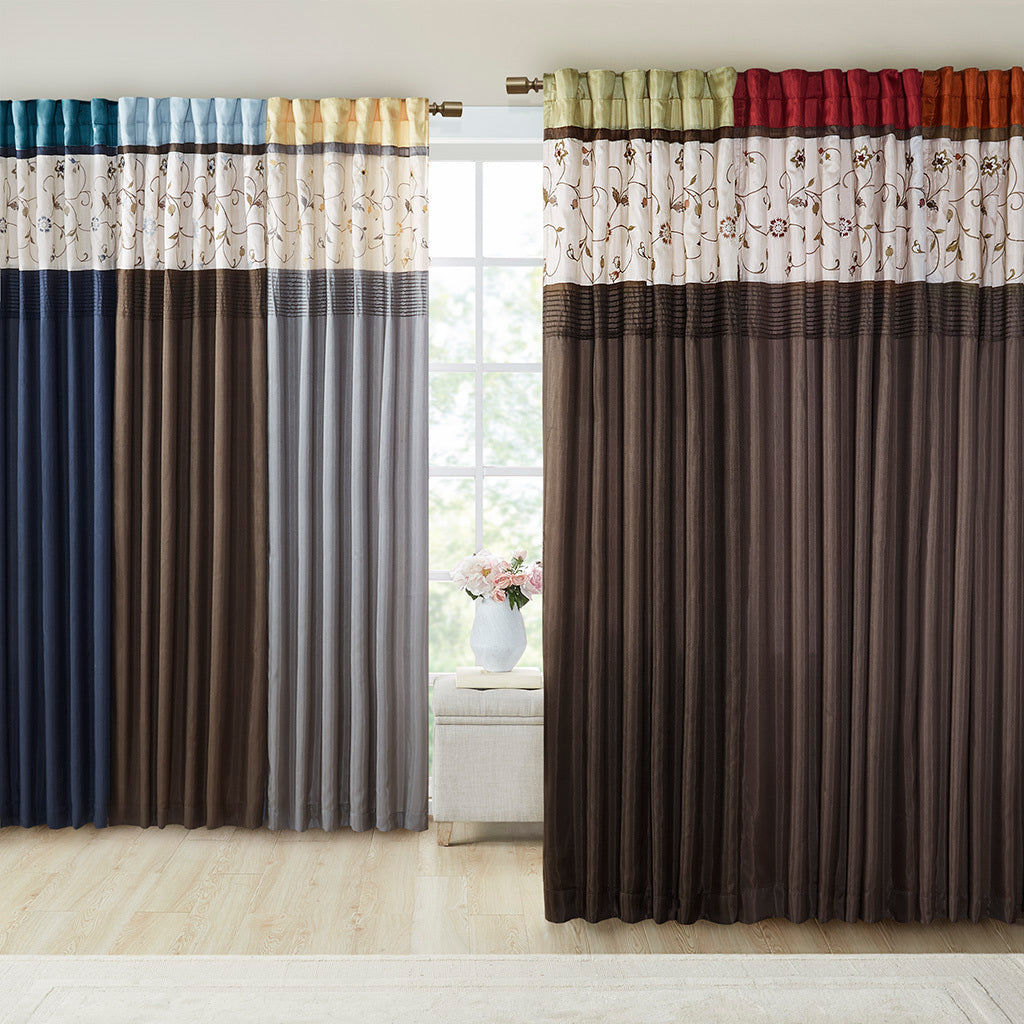 Embroidered Curtain Panel - Spice