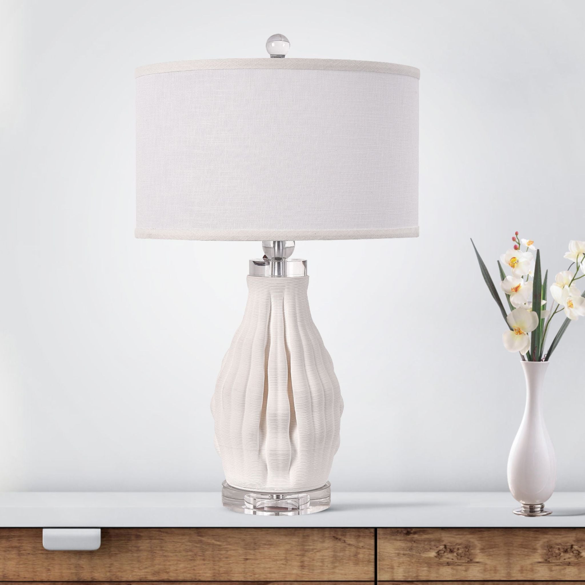 3D Ceramic Table Lamp -  White