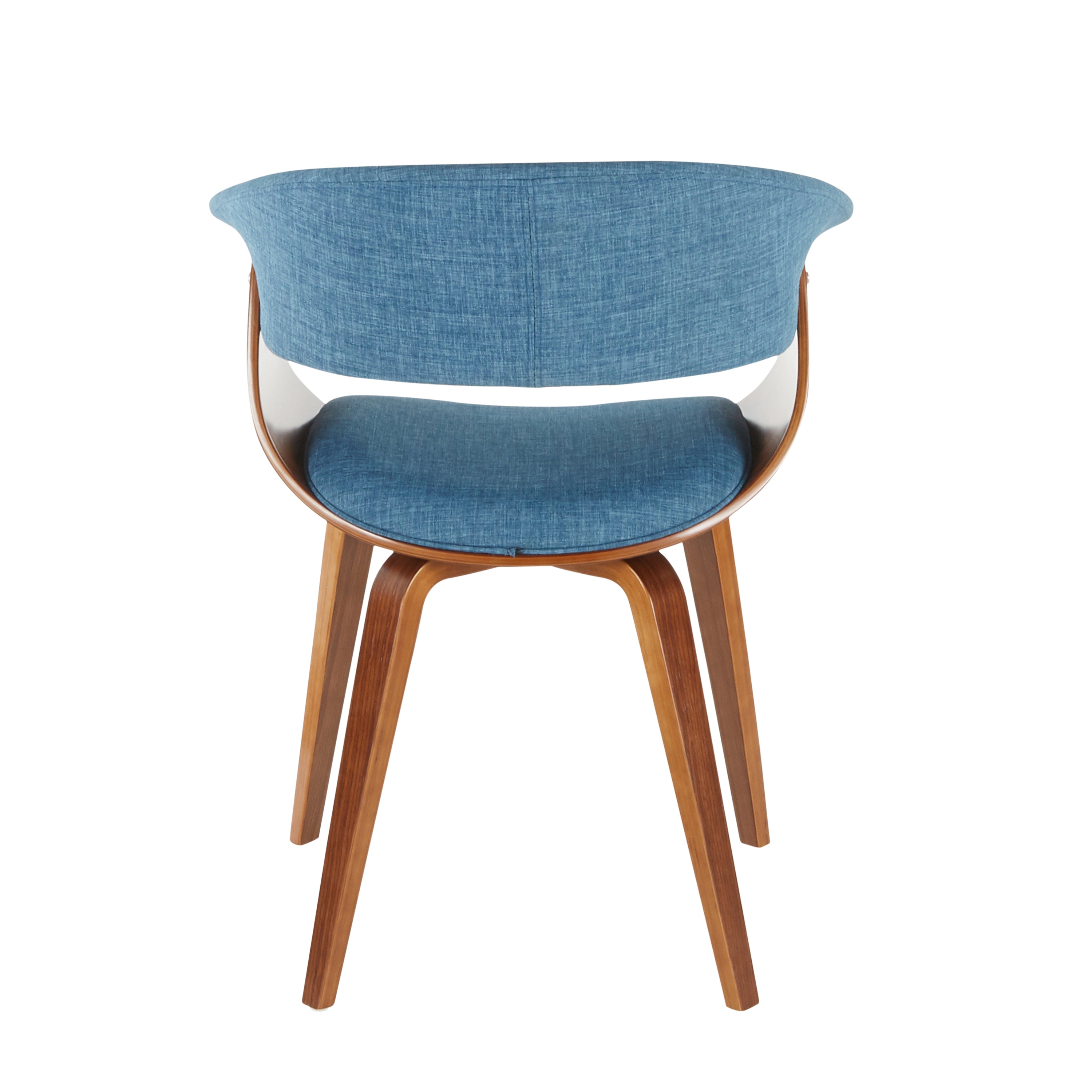 Vintage Mid-Century Modern Dining/Accent Chair - Walnut and Blue Fabric