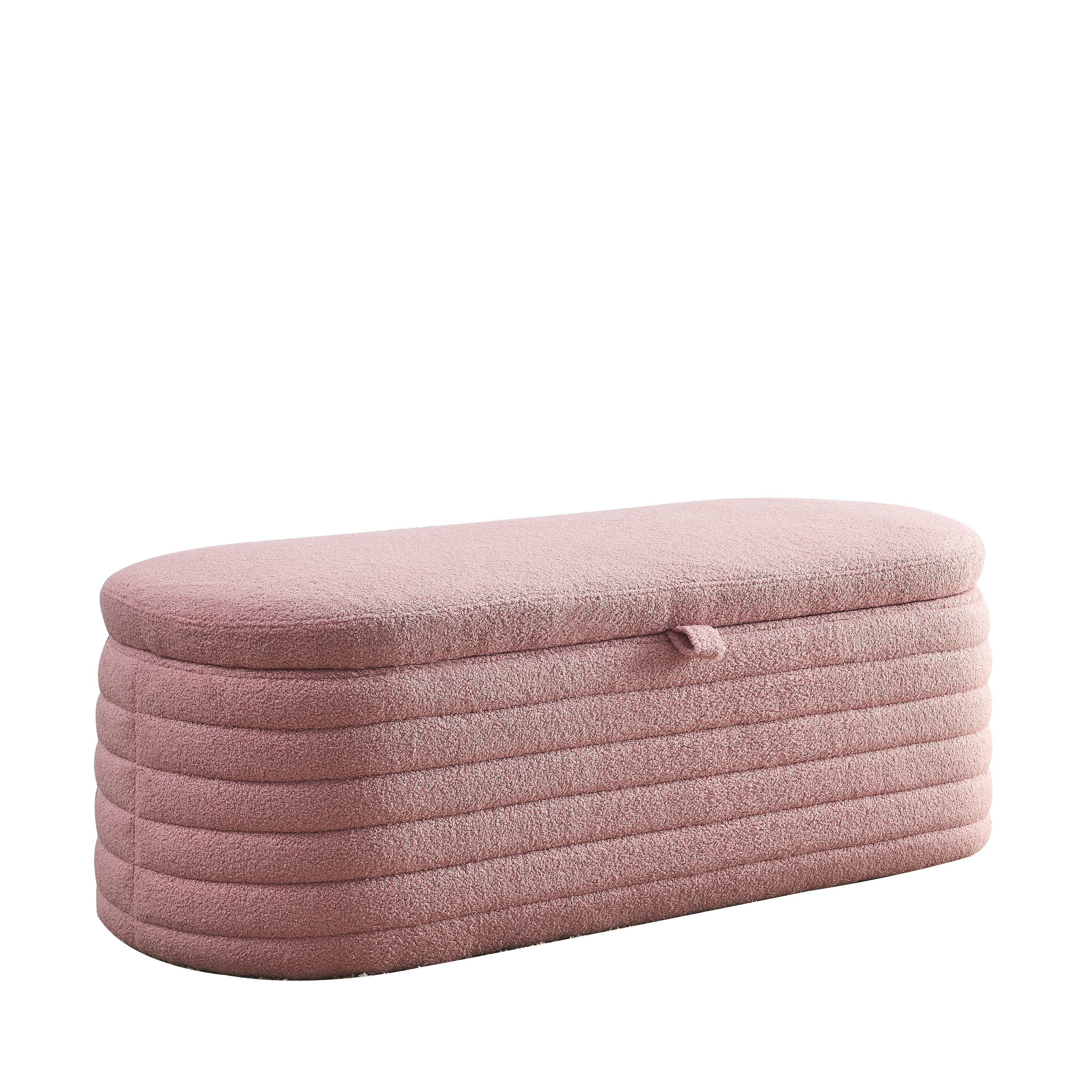 45.5" Storage Ottoman Bench Upholstered Fabric Storage Bench End of Bed Stool with Safety Hinge - Pink teddy.