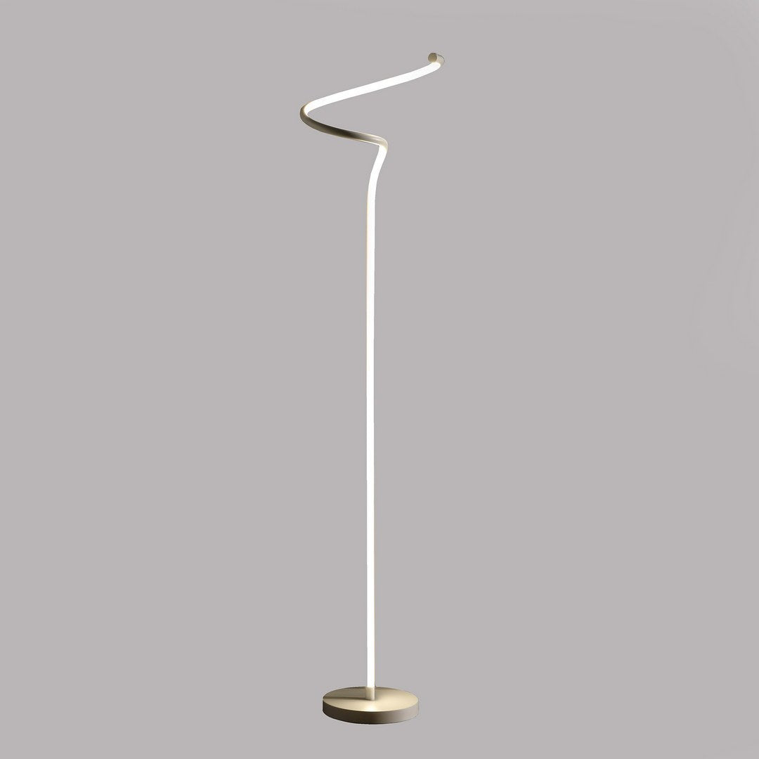 52.5-Inch LED Matte White Curvilinear S-Curve Spiral Tube Angled Floor Lamp