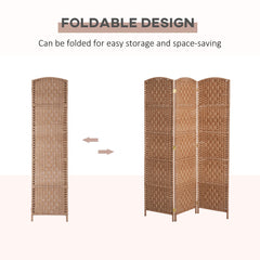 6' Tall Wicker Weave 3 Panel Room Divider Privacy Screen - Natural