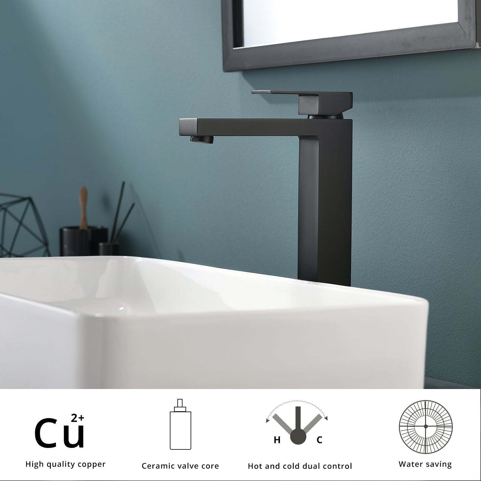 Matte Black Bathroom Faucet Single Handle Tall Vessel Sink Faucet Vanity Bathroom Faucet Basin Mixer Tap