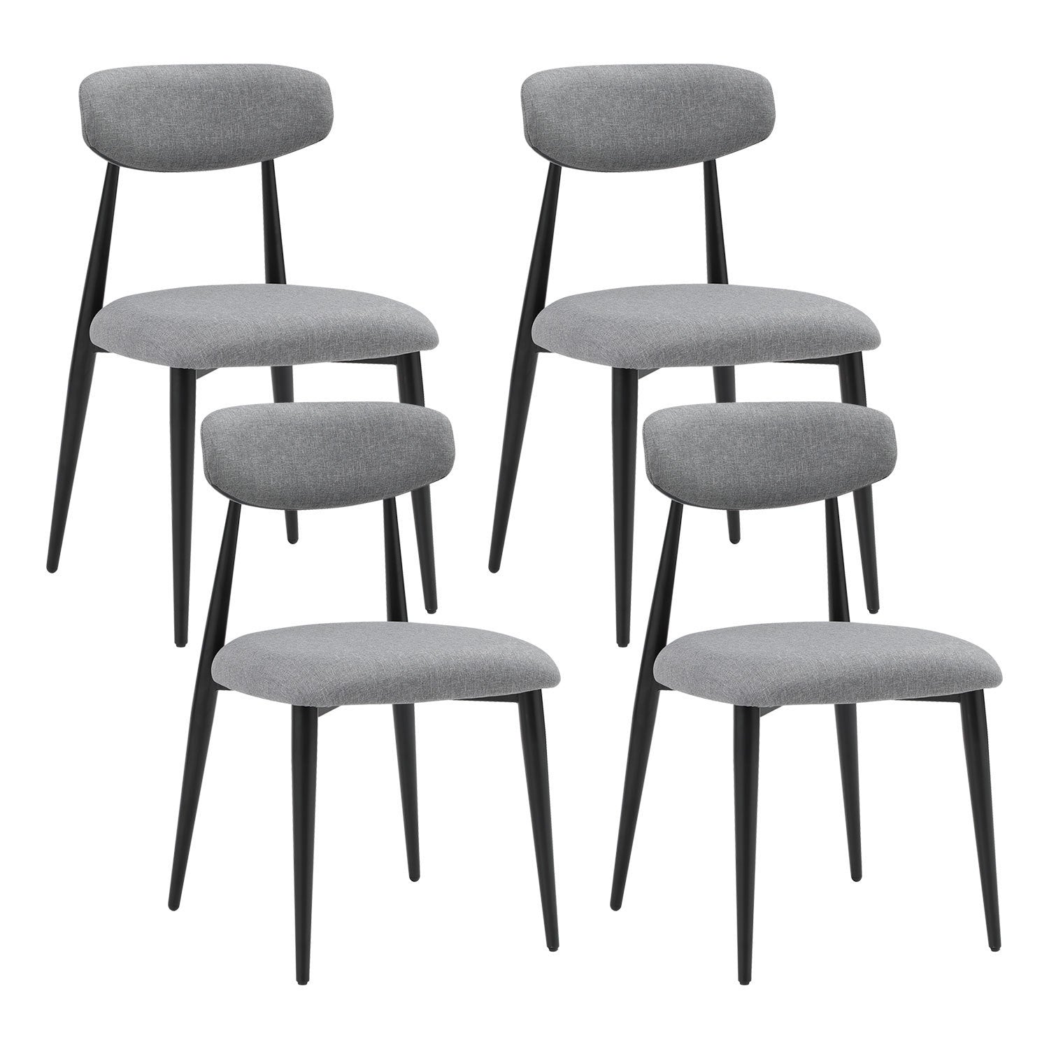 Modern Dining Chairs Curved Backrest Round (Set of 4) - Grey