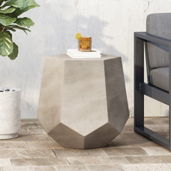 Modern Design Geometric Shape Side Table - Light Grey