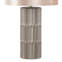 22" Contemporary Ceramic Table Lamp in Brown and Metallic Brown Ceramic with Champagne Shade