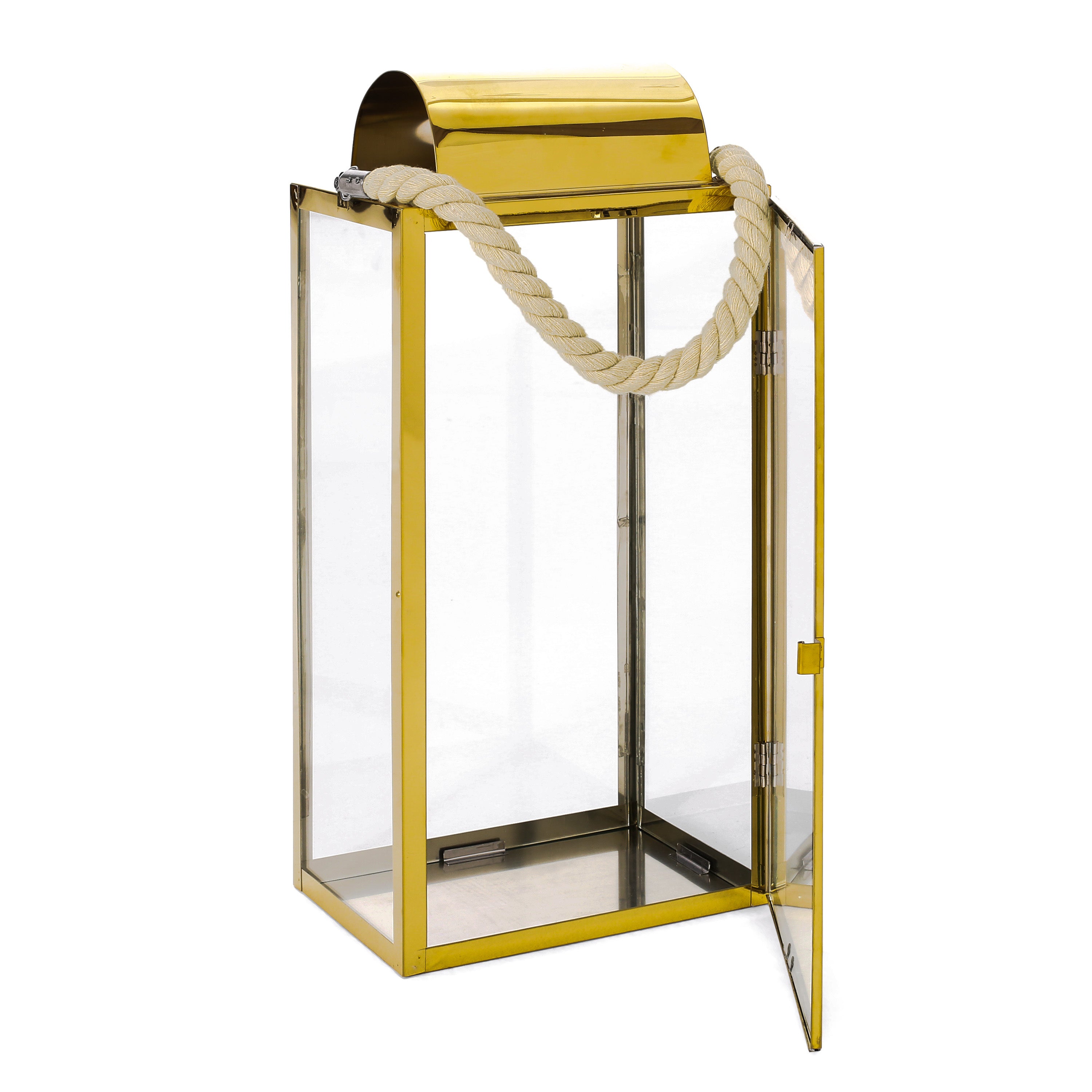 19"H Stainless Steel Lantern - Gold