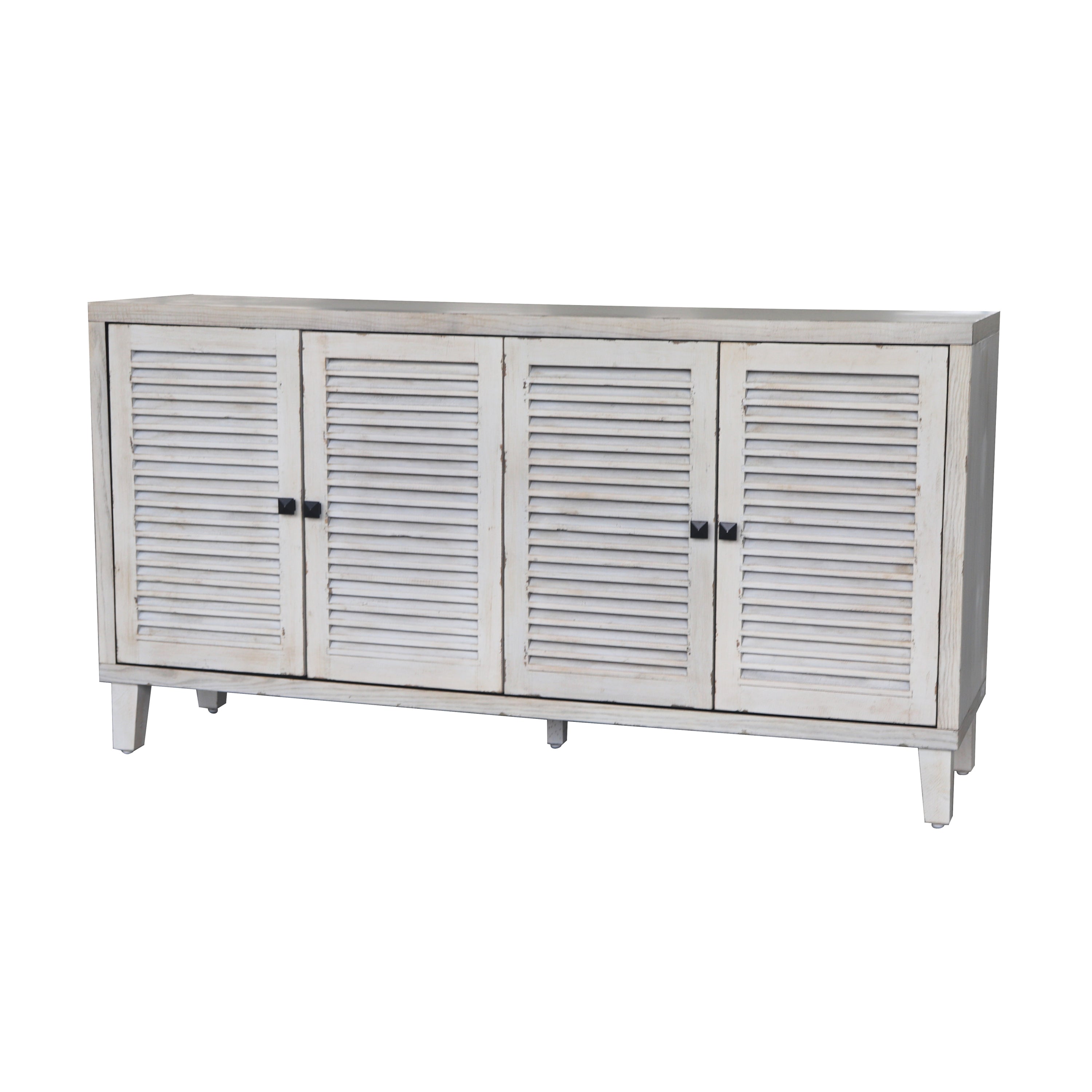 Accent Cabinet 4 Shutter Door Wooden Cabinet Sideboard Buffet - Natural Wood Wash