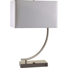 22.5" Tall Metal Table Lamp with Silver finish and Curved design, White Shade