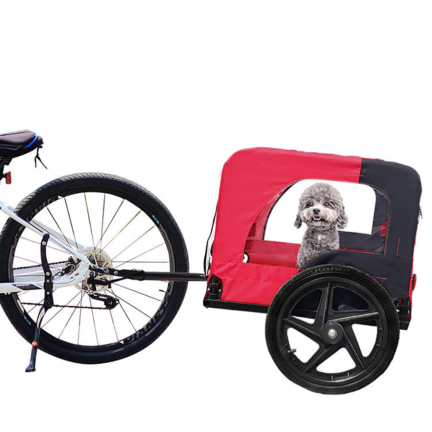 Bicycle Trailer for Pets Outdoor Foldable Red Color with reflectors and safety flag