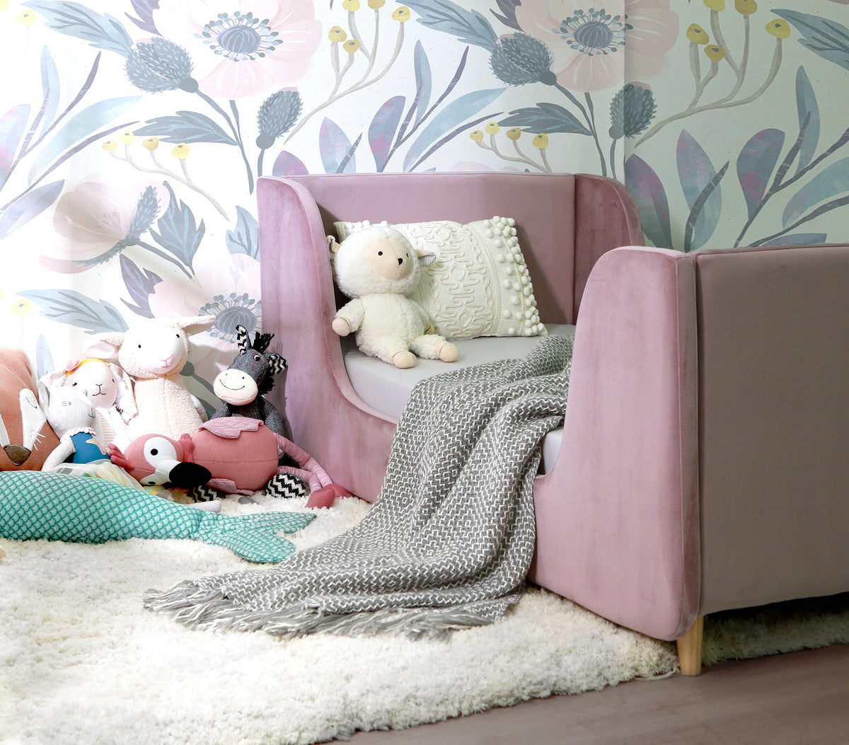 Bodhi Upholstered Toddler Bed in Lavender Mist/Purple