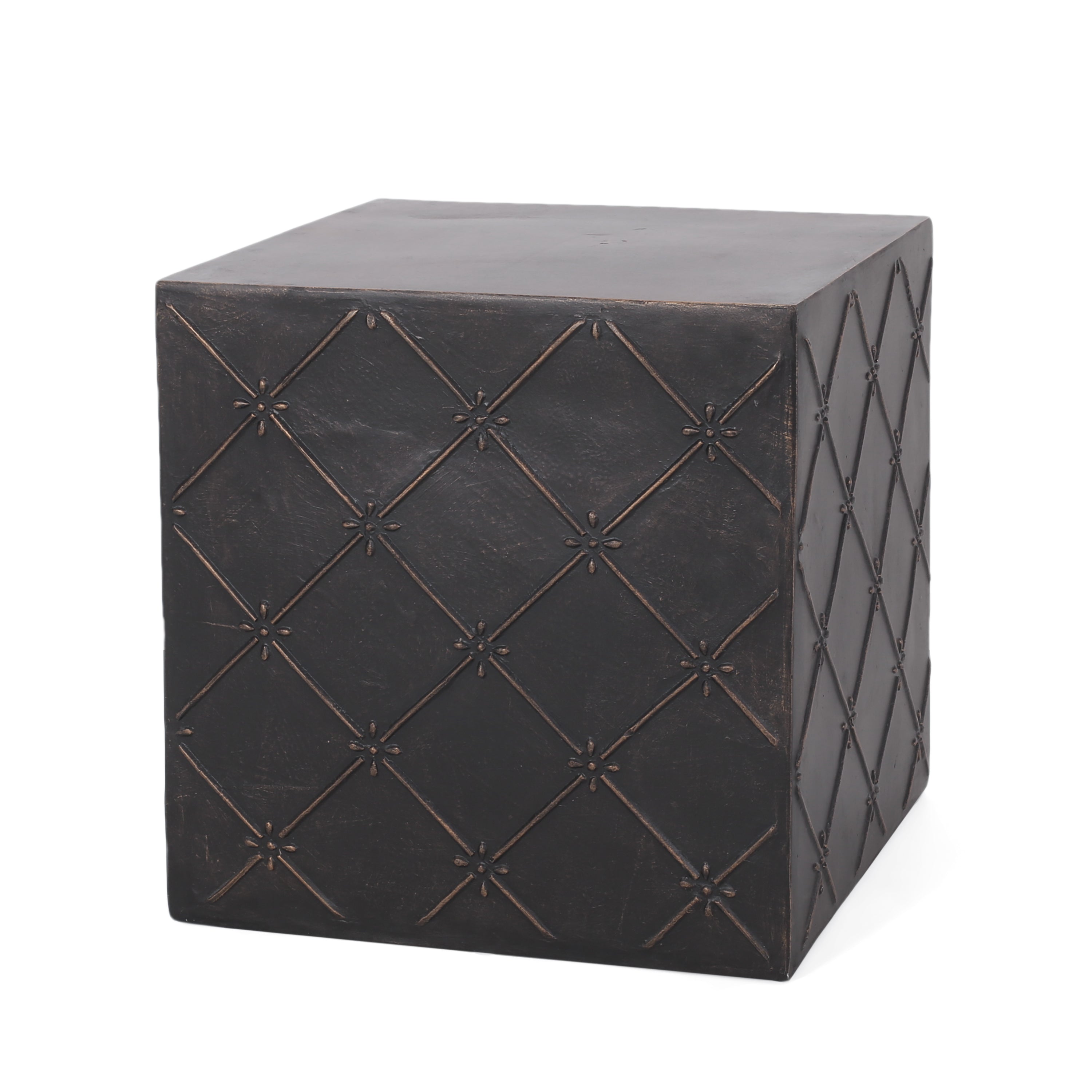 Modern Cube Design End Table - Copper