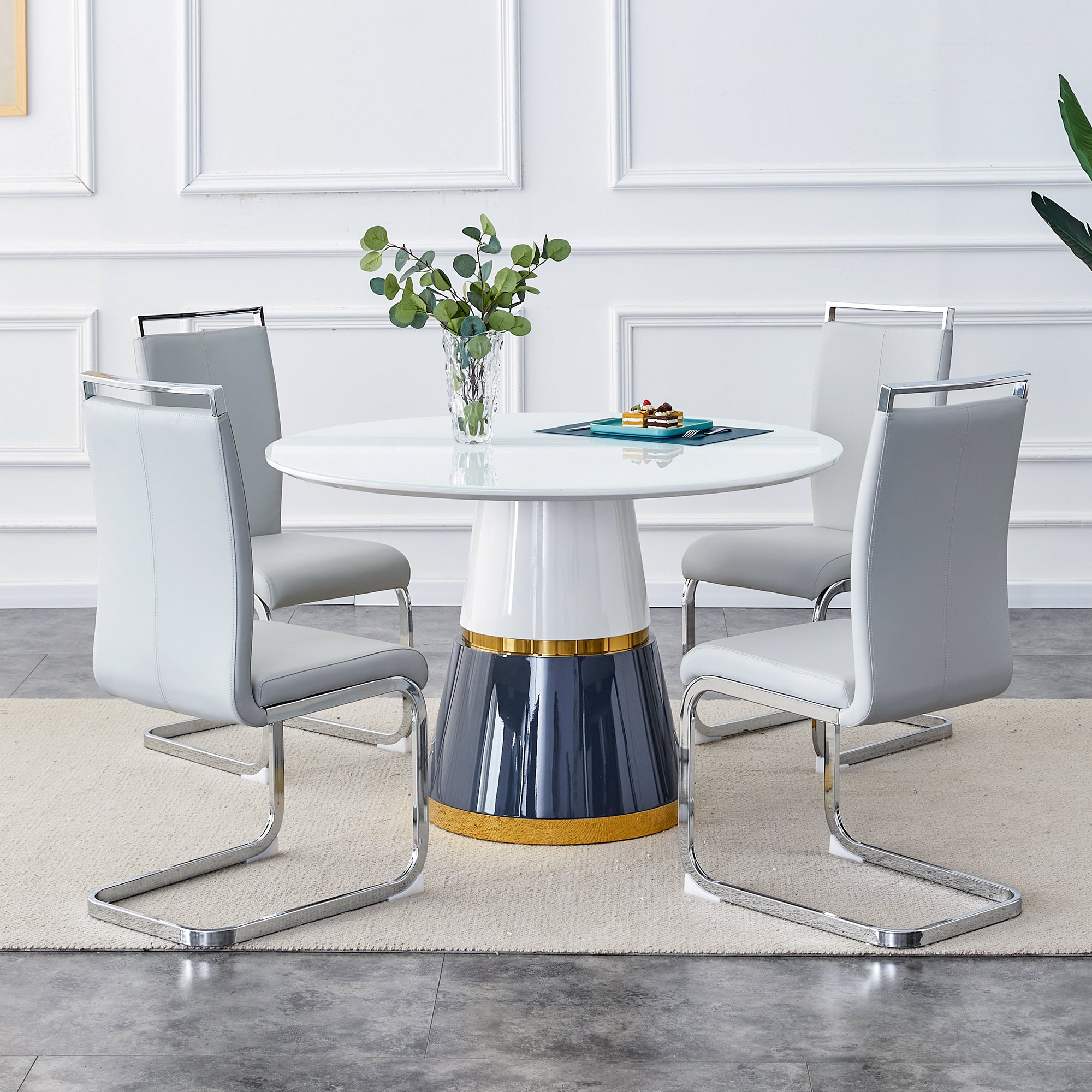 Modern Minimalist Luxury MDF Material Circular Dining Table - White