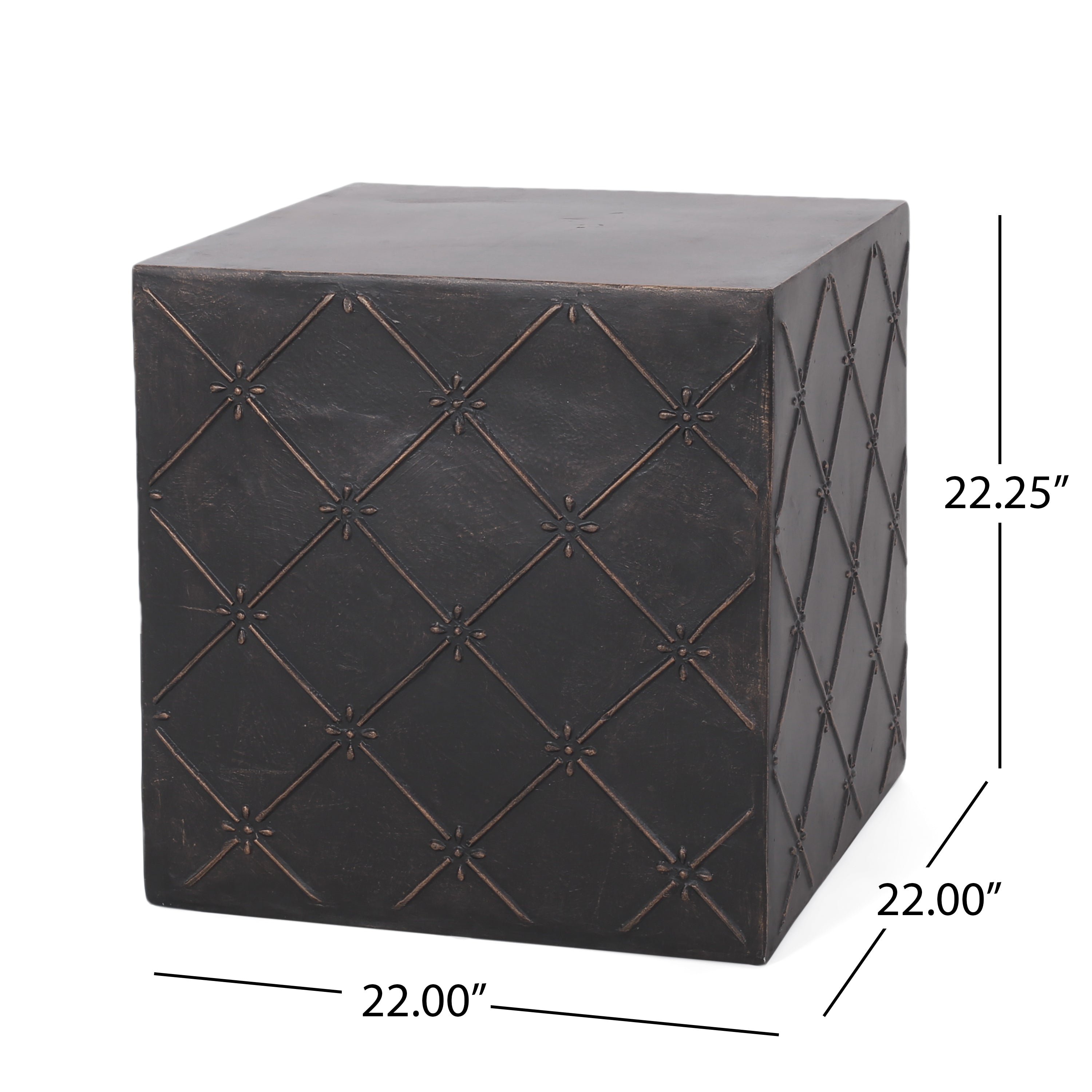 Modern Cube Design End Table - Copper