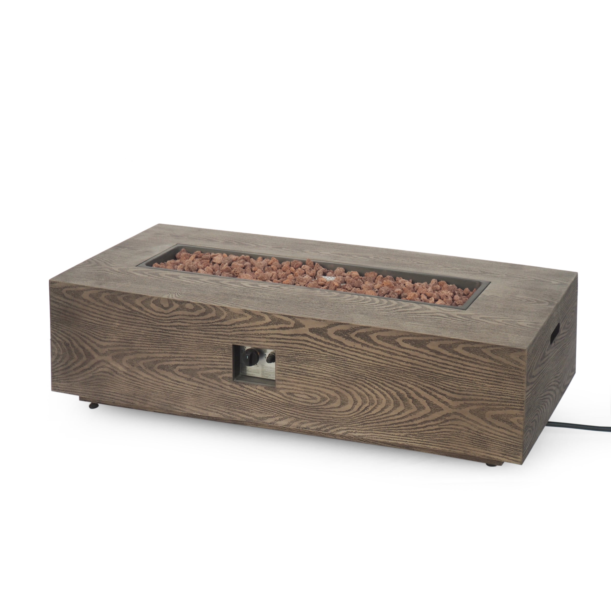 Rectangle Iron Fire Pit - 50,000 BTU Tank outside