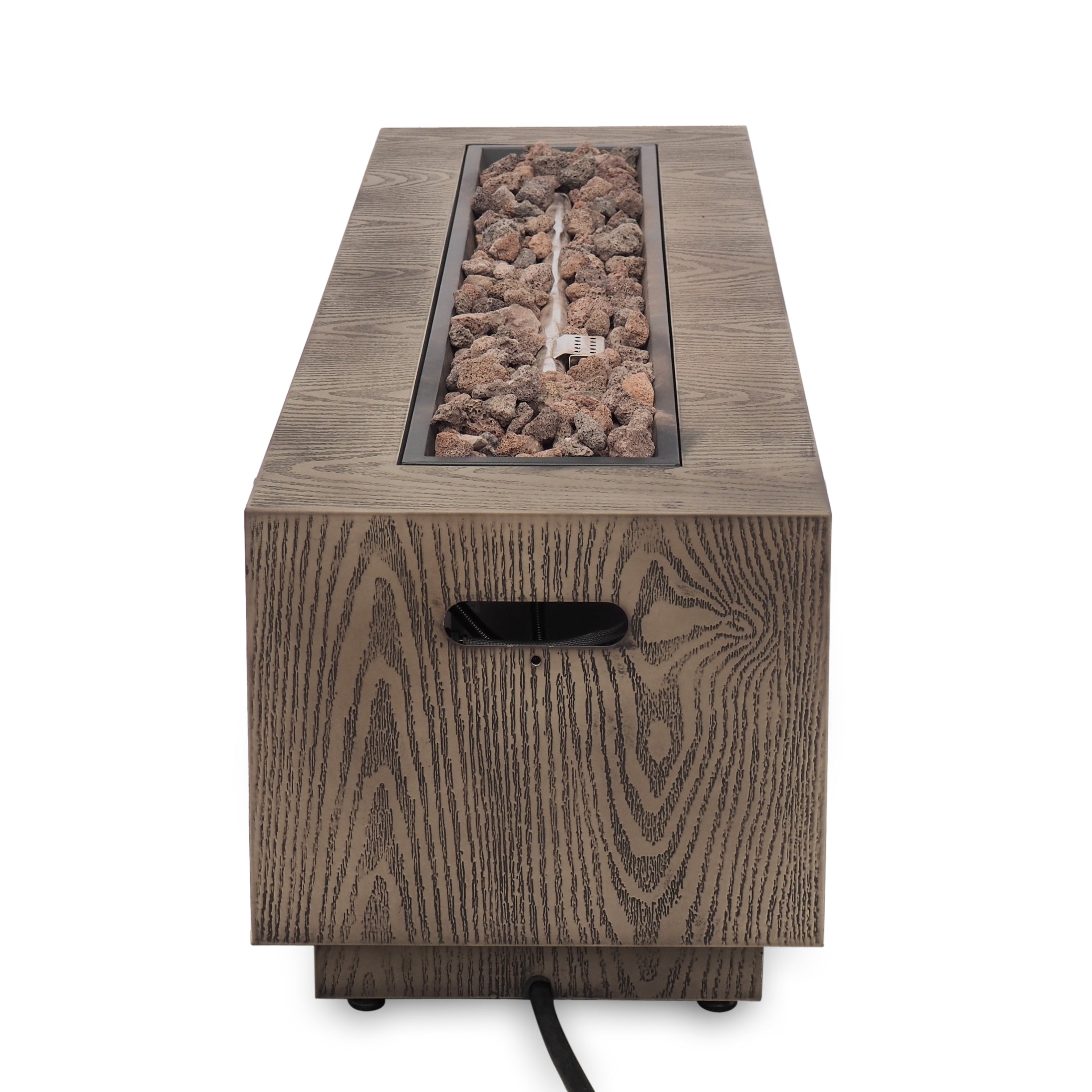 Rectangular Fire Pit -50 000 BTU Tank outside - Wood/ Iron