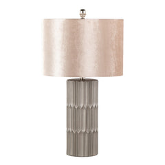 22" Contemporary Ceramic Table Lamp in Brown and Metallic Brown Ceramic with Champagne Shade