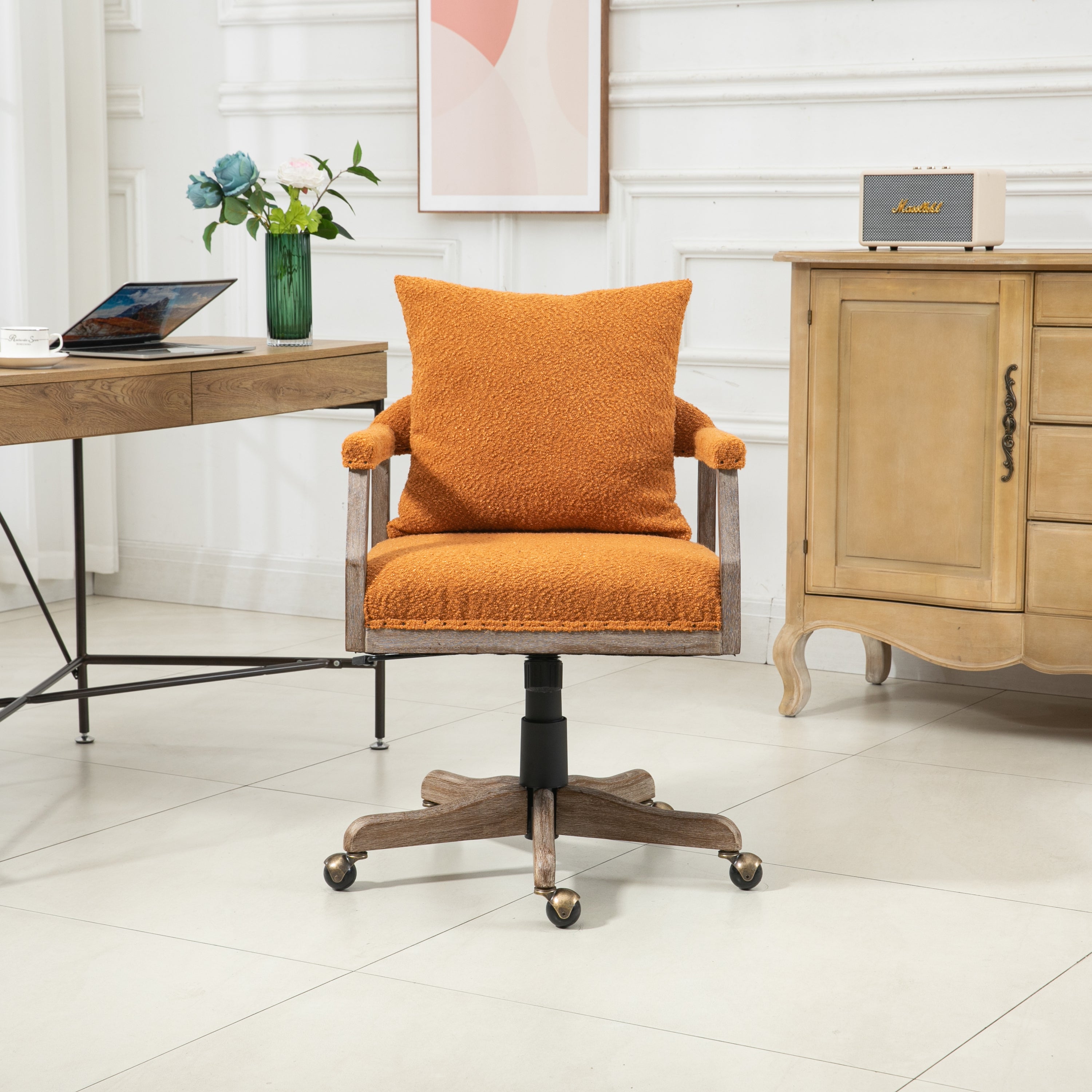 Chair Office Chair Adjustable Swivel Chair Fabric Seat Home Study Chair - Orange