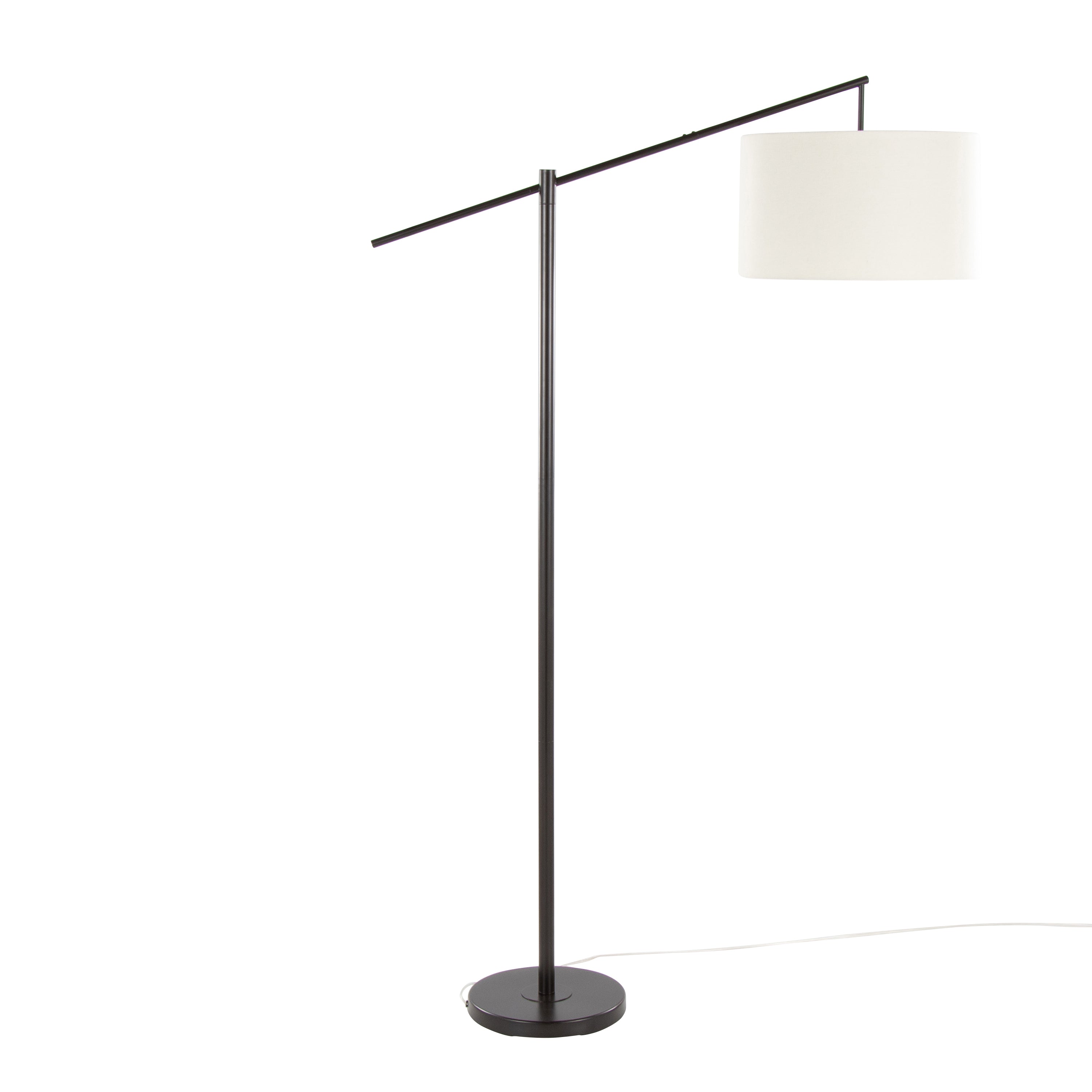 69" Contemporary Floor Lamp in Oil Bronze Metal with Natural Linen Shade