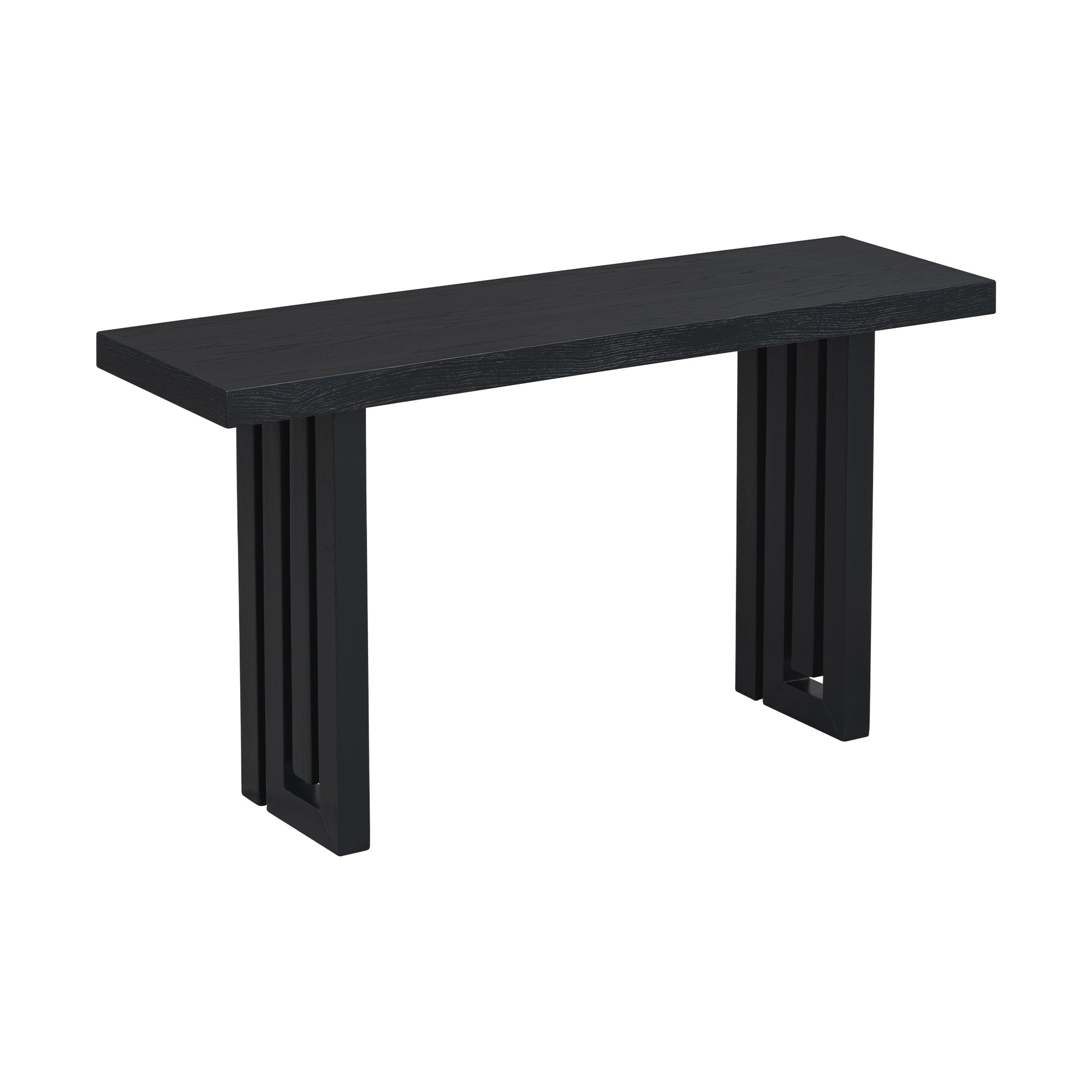 Uniquely Designed Oak Veneer Console Table with Distinctive Side Shapes - Black