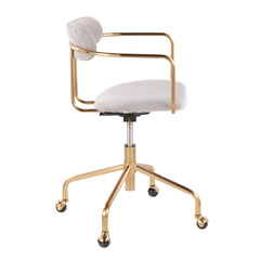 Demi Contemporary Office Chair - Gold Metal and Silver Velvet