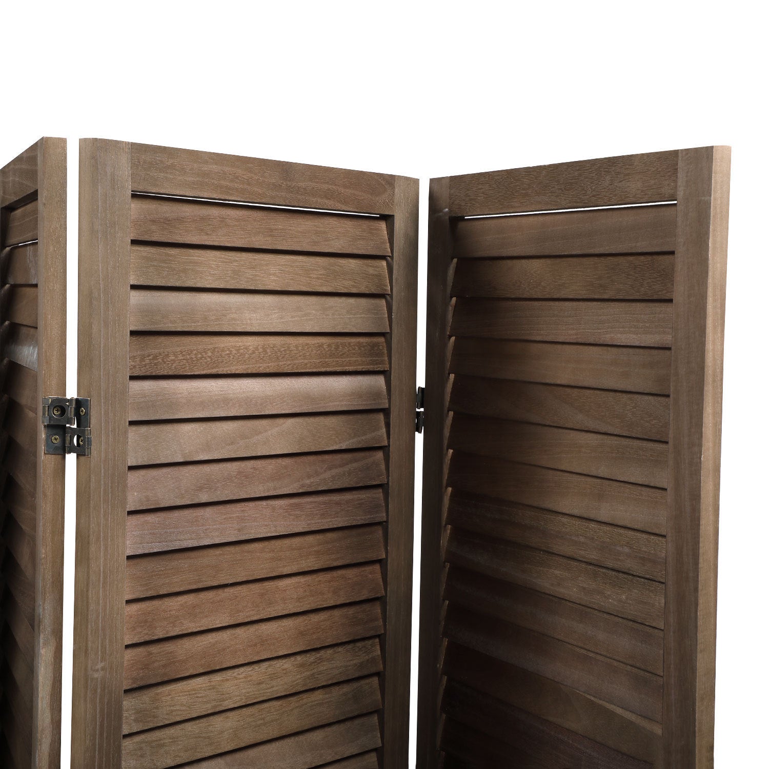 8 Panel Screen Folding Louvered Room Divider - Brown