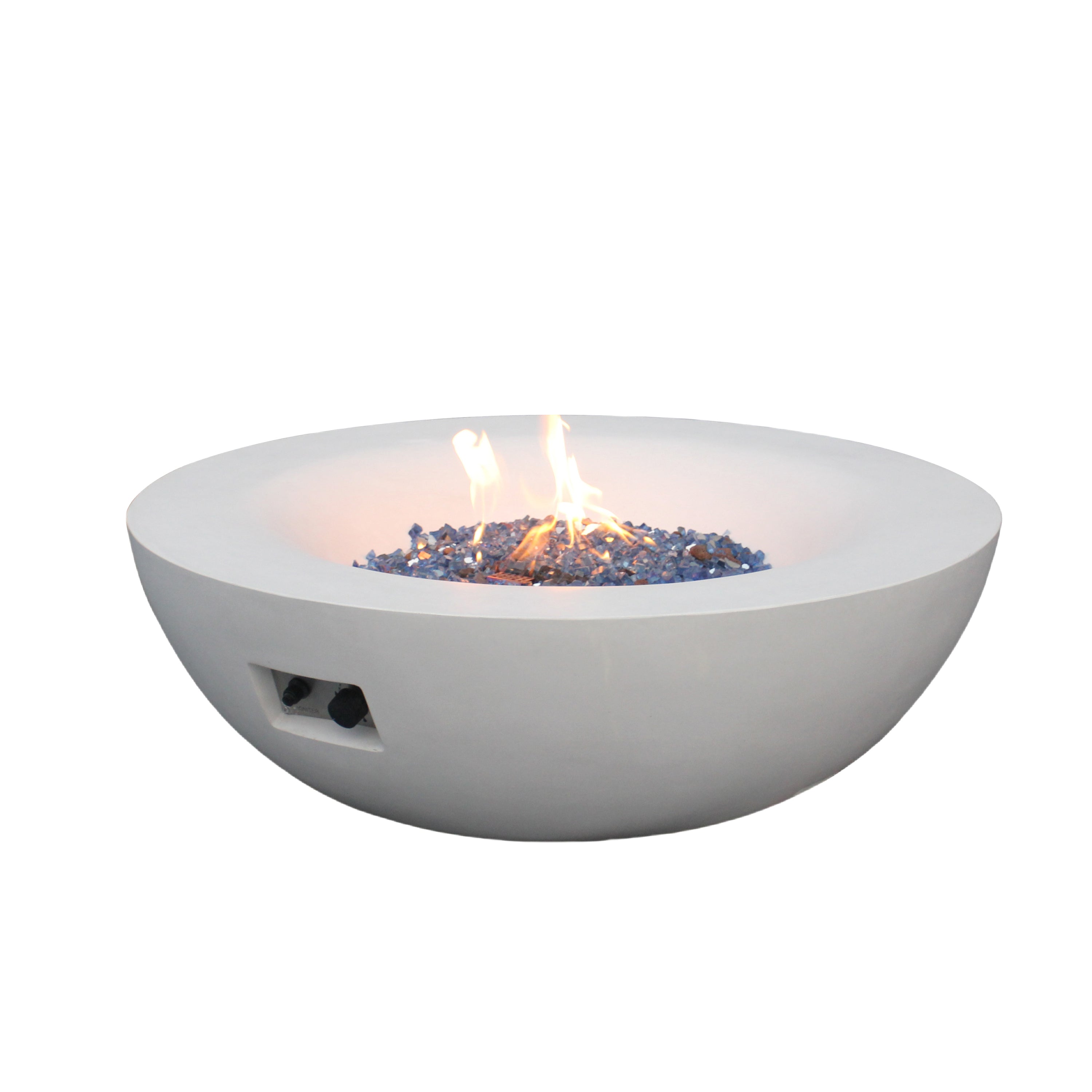 42 Inch Outdoor Concrete Propane gas Fire Pit bowl - Antique White