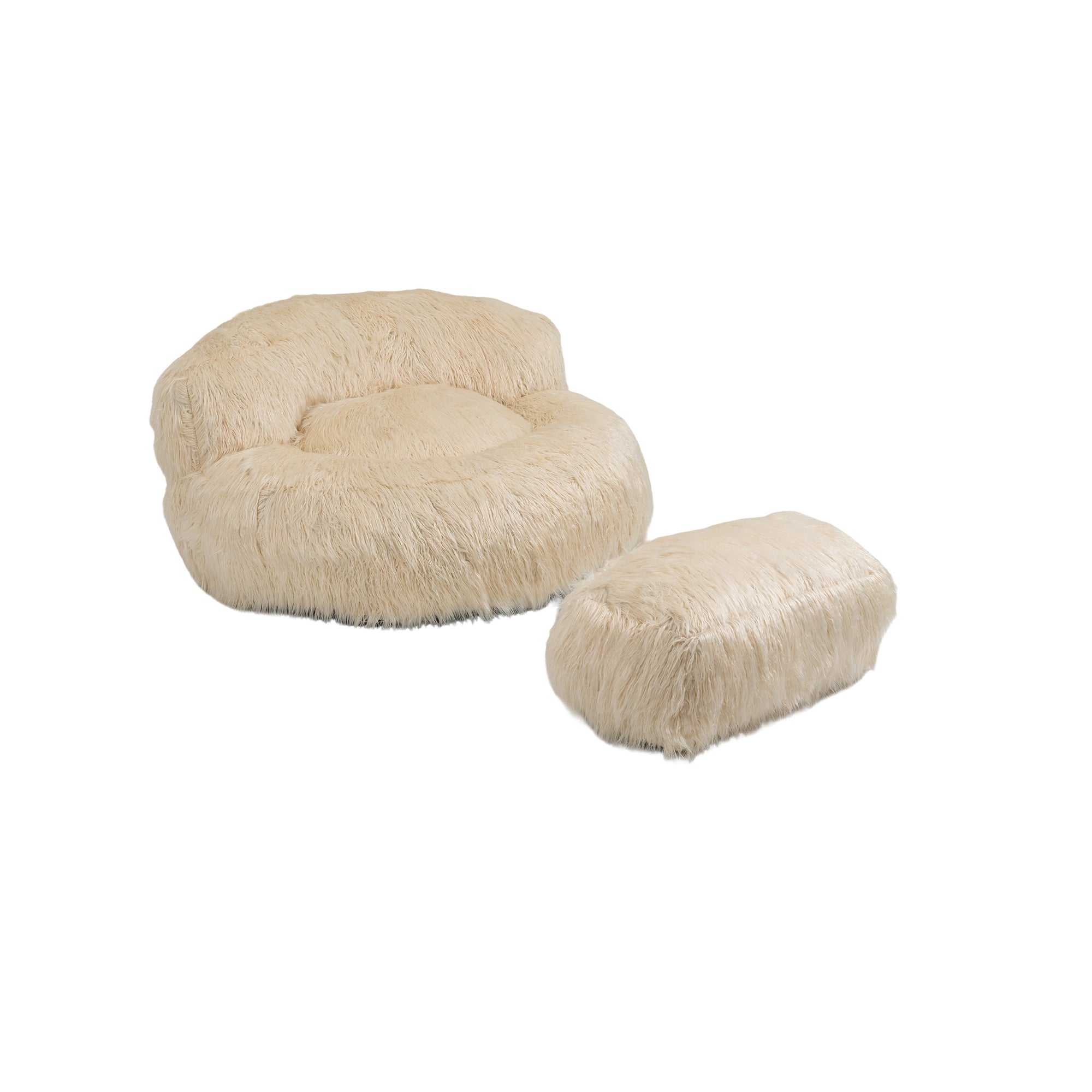 Bean Bag Chair Faux fur Lazy Sofa - Beige