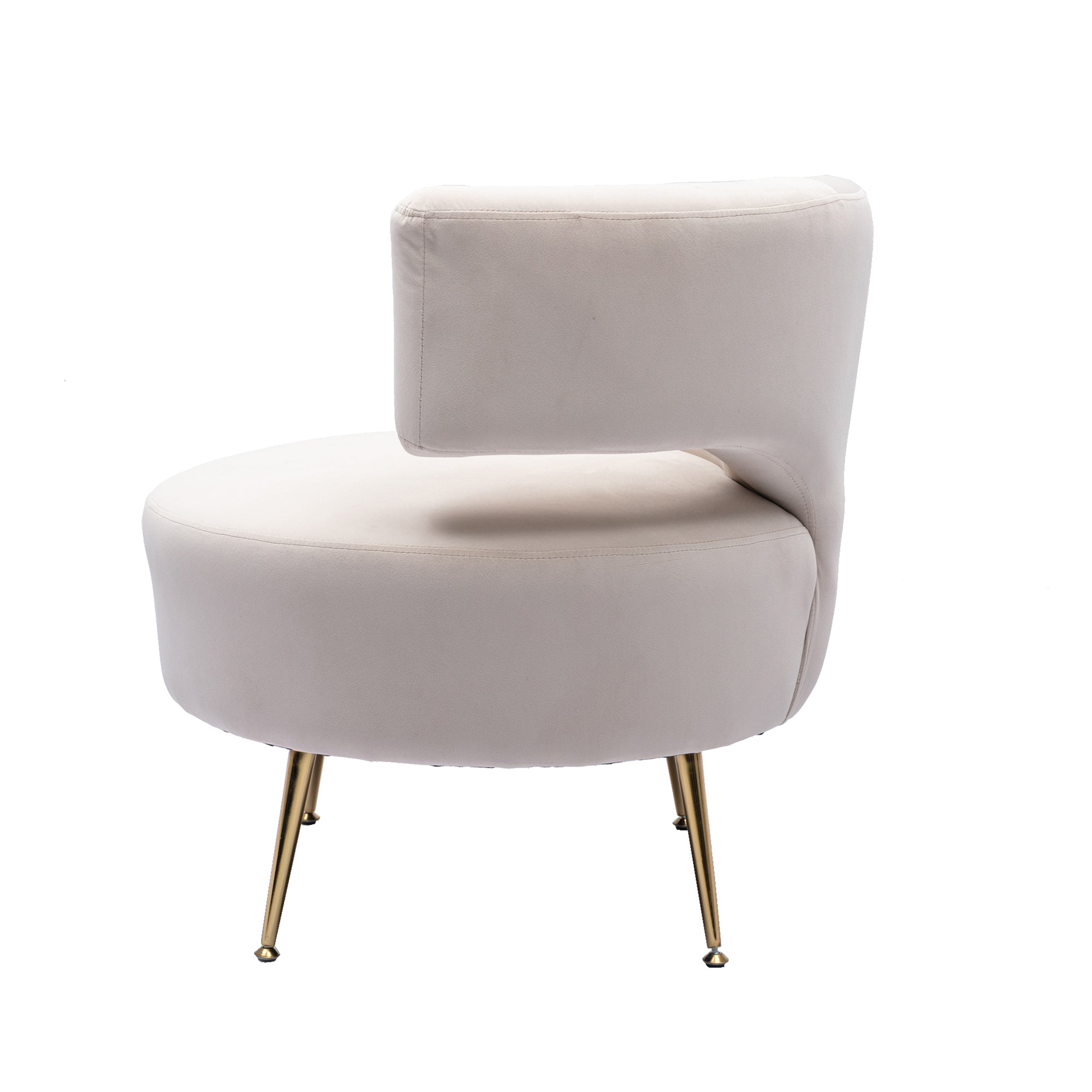 Barell Accent Chair - White with  Golden  feet