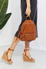 Chic Faux Leather Woven Backpack