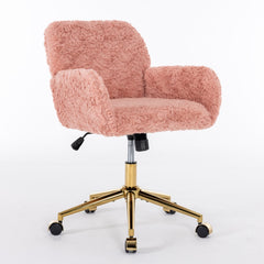 Office Chair with Golden Metal Base - Pink