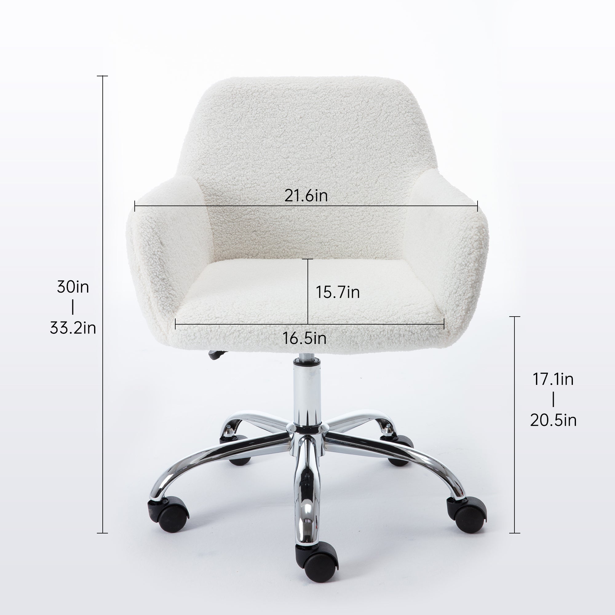 Faux Fur Home Office Chair, Fluffy Fuzzy Comfortable Makeup Vanity Chair - White